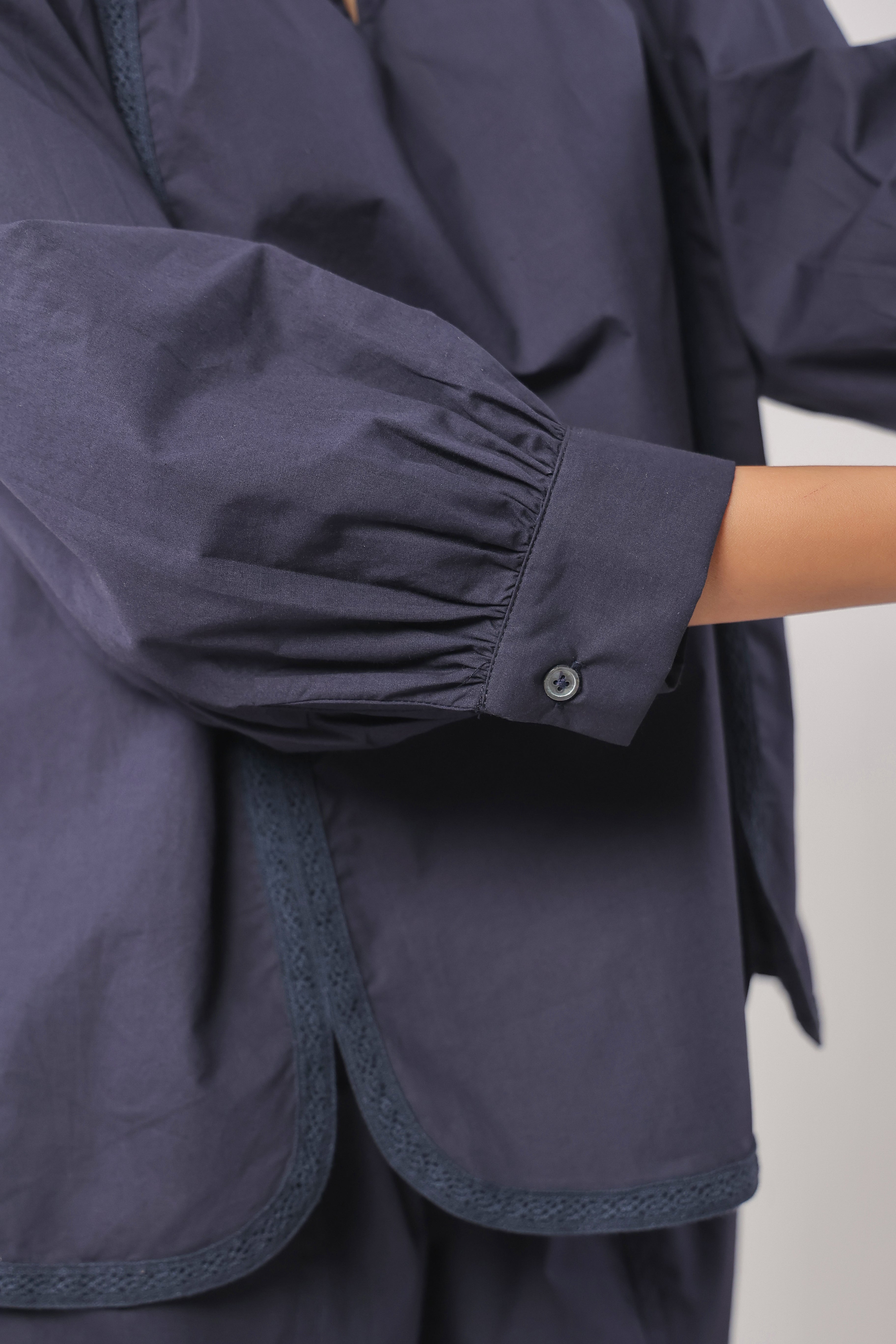 Women’s Navy Blue Cotton Poplin Co-Ord Set