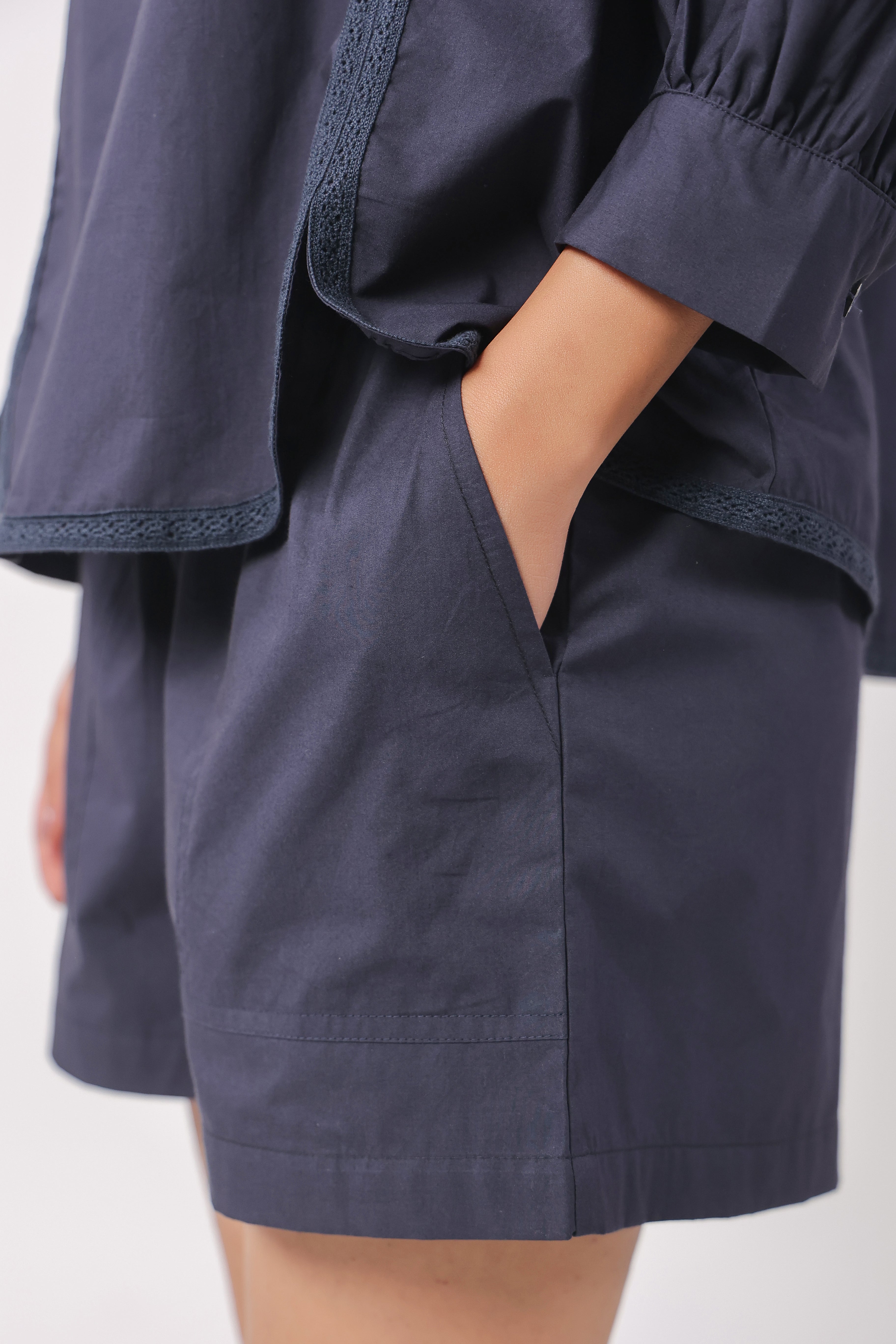 Women’s Navy Blue Cotton Poplin Co-Ord Set