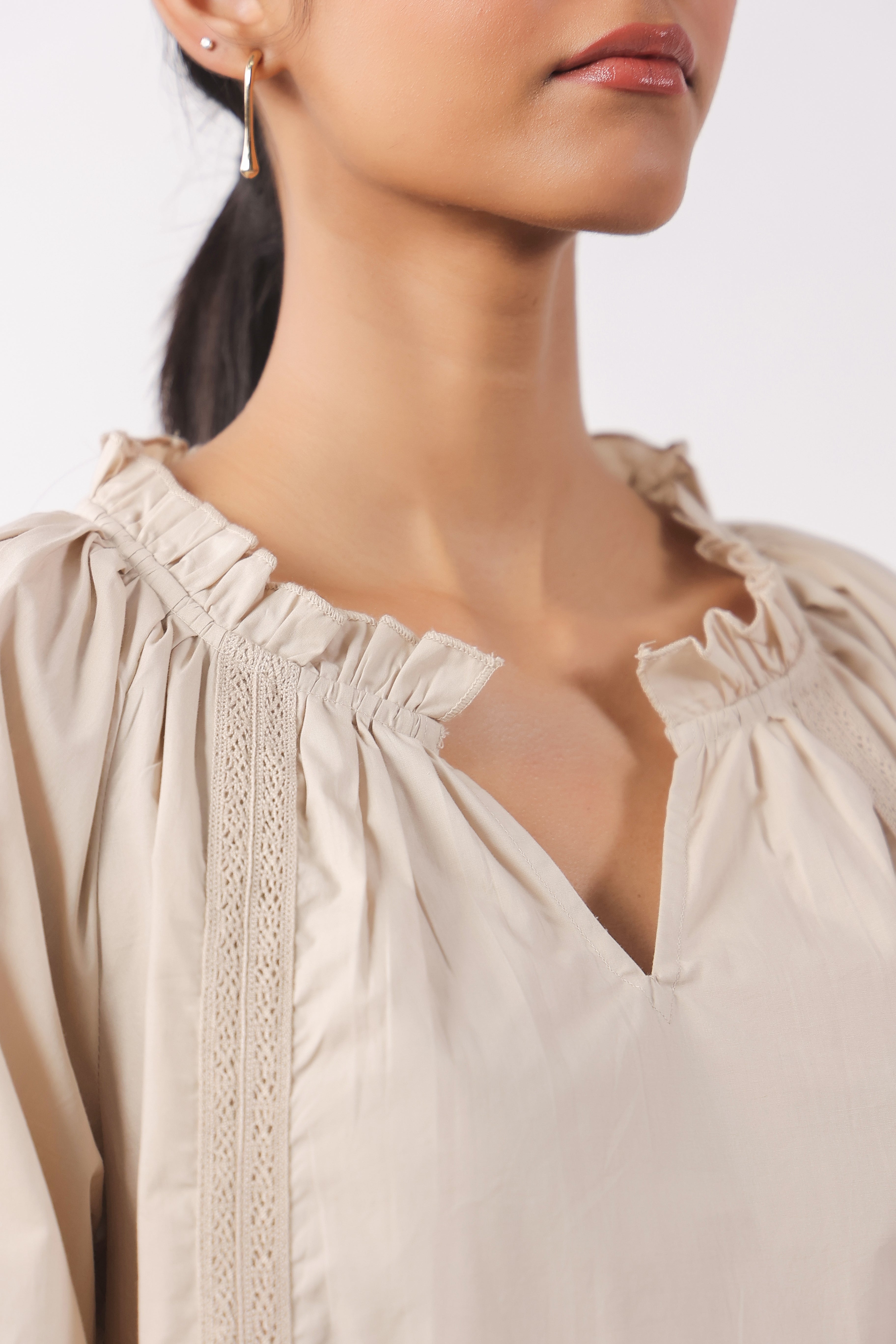 Women’s Beige Cotton Poplin Co-Ord Set
