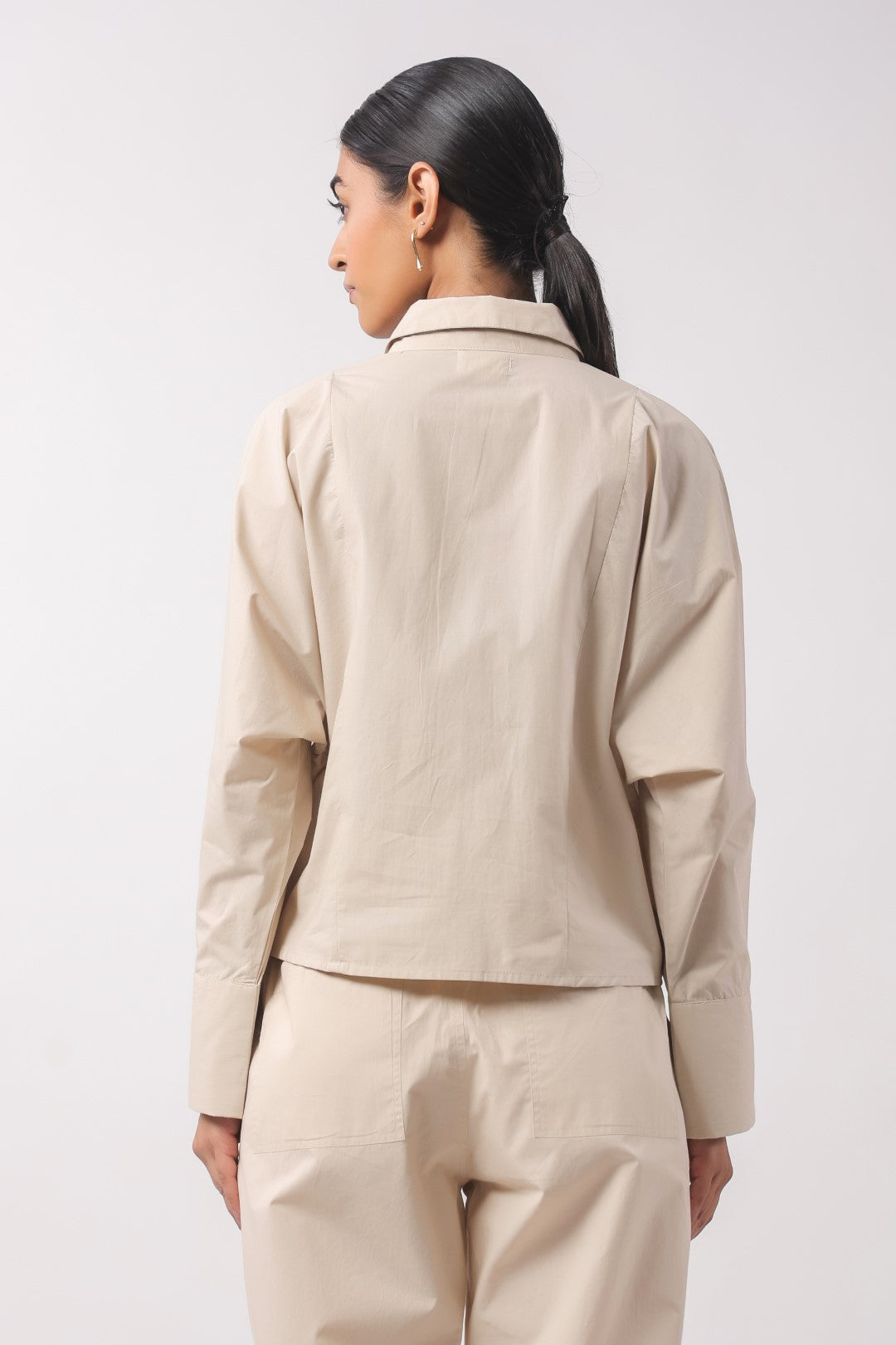 Women’s Beige Cotton Poplin Top