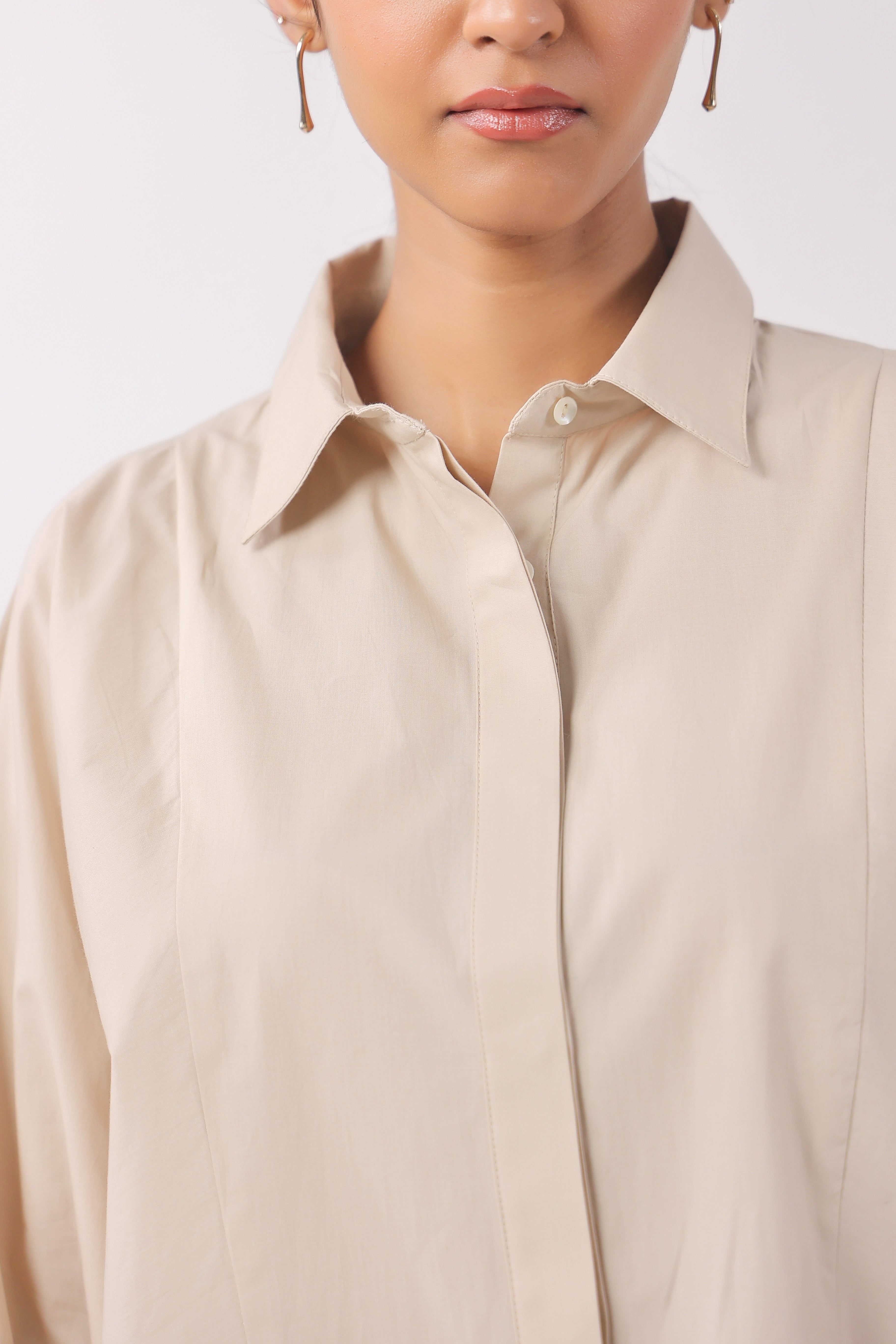 Women’s Beige Cotton Poplin Co-Ord Set