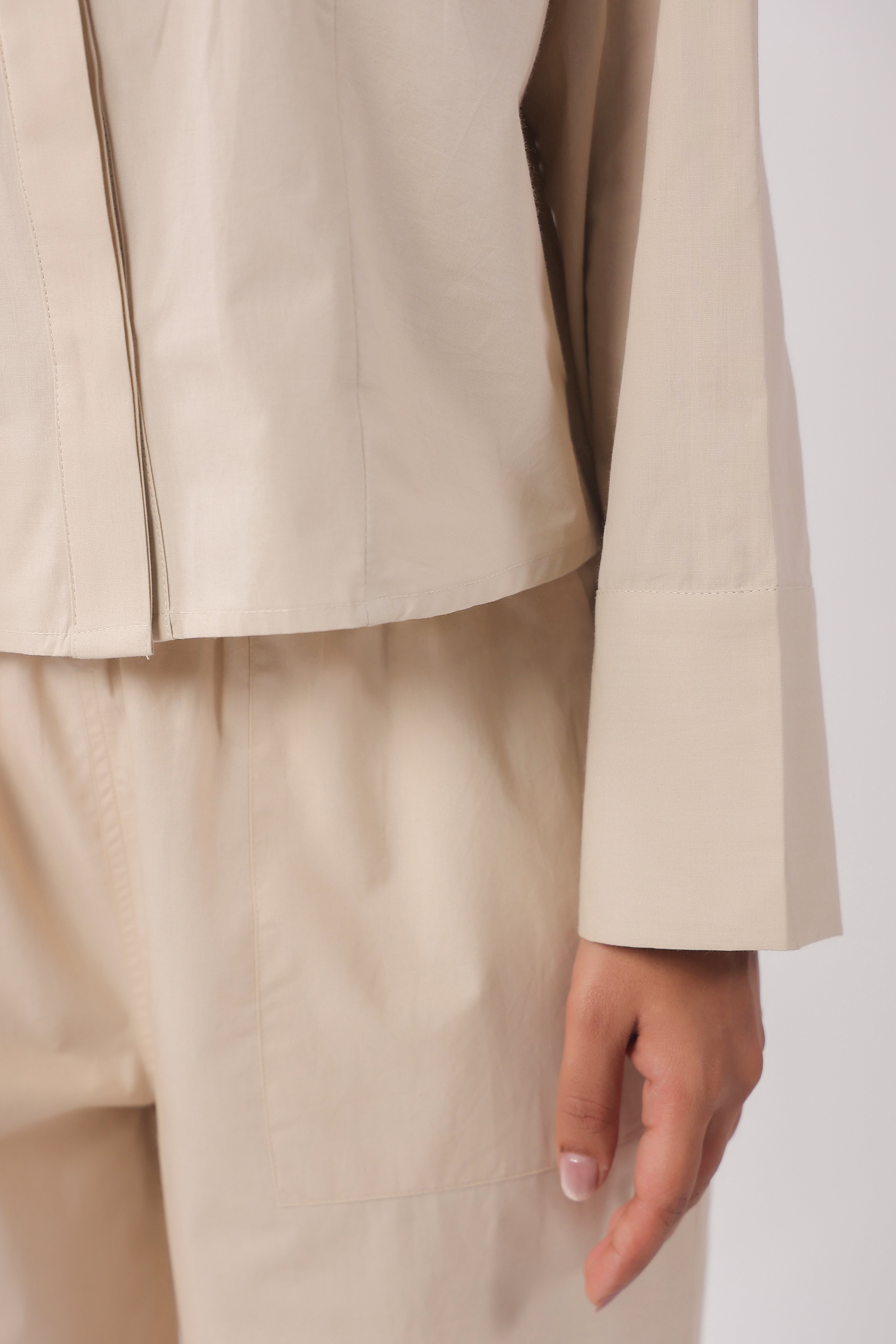 Women’s Beige Cotton Poplin Co-Ord Set