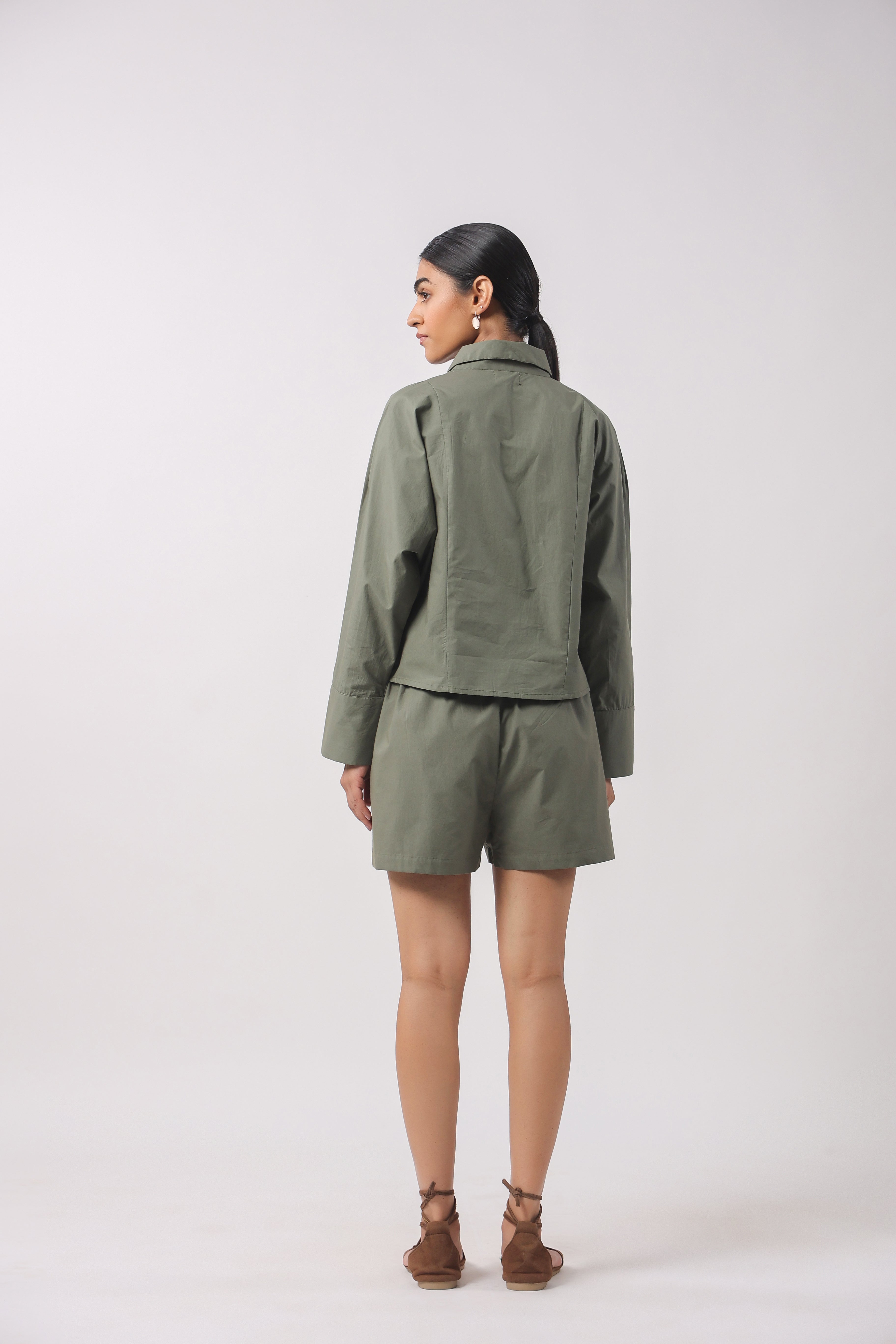 Women’s Green Cotton Top with Green Shorts Co-Ord Set