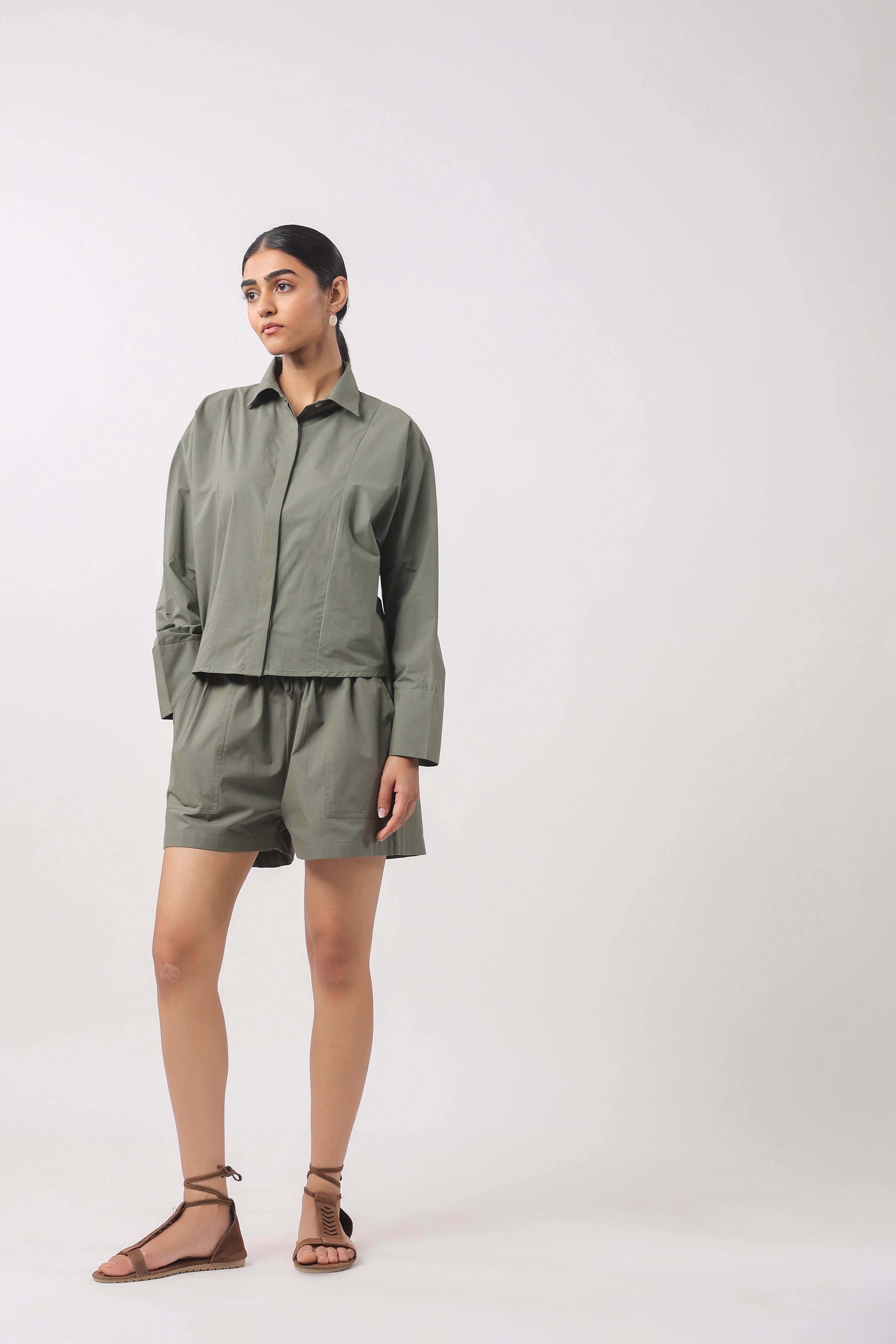 Women’s Green Cotton Top with Green Shorts Co-Ord Set