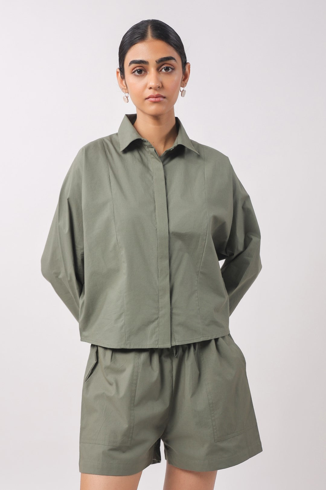 Women’s Green Cotton Poplin Top