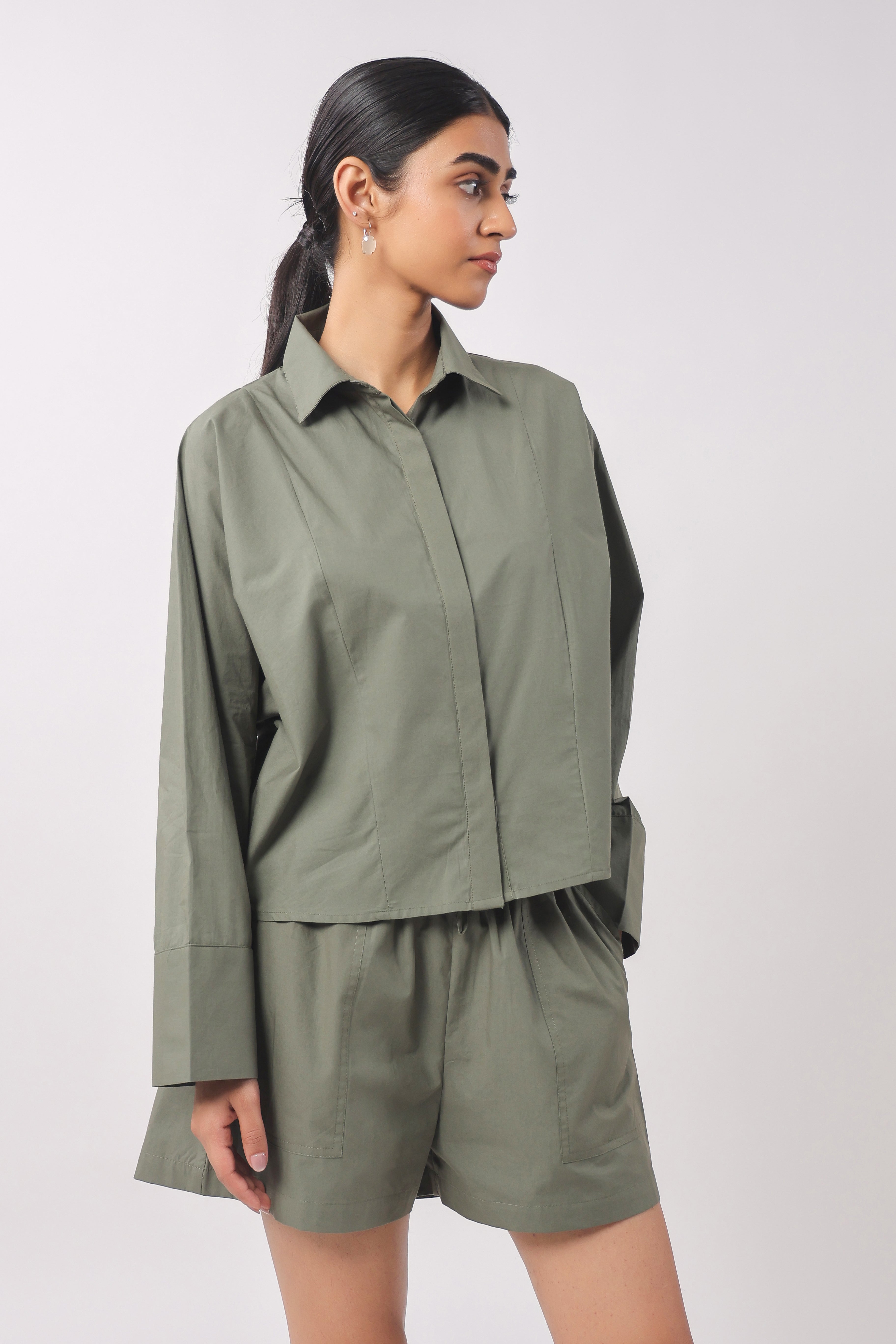 Women’s Green Cotton Top with Green Shorts Co-Ord Set