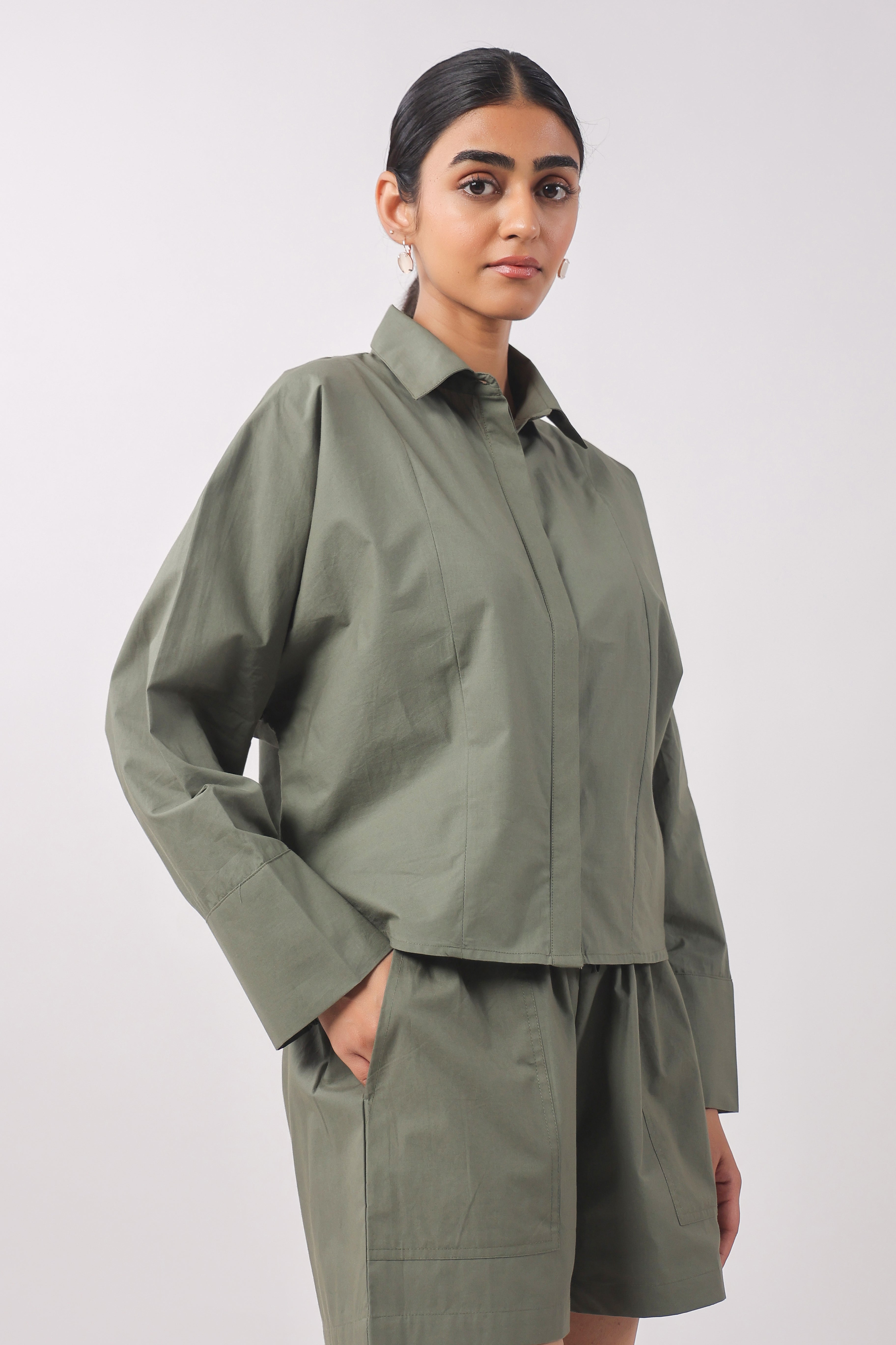 Women’s Green Cotton Top with Green Shorts Co-Ord Set