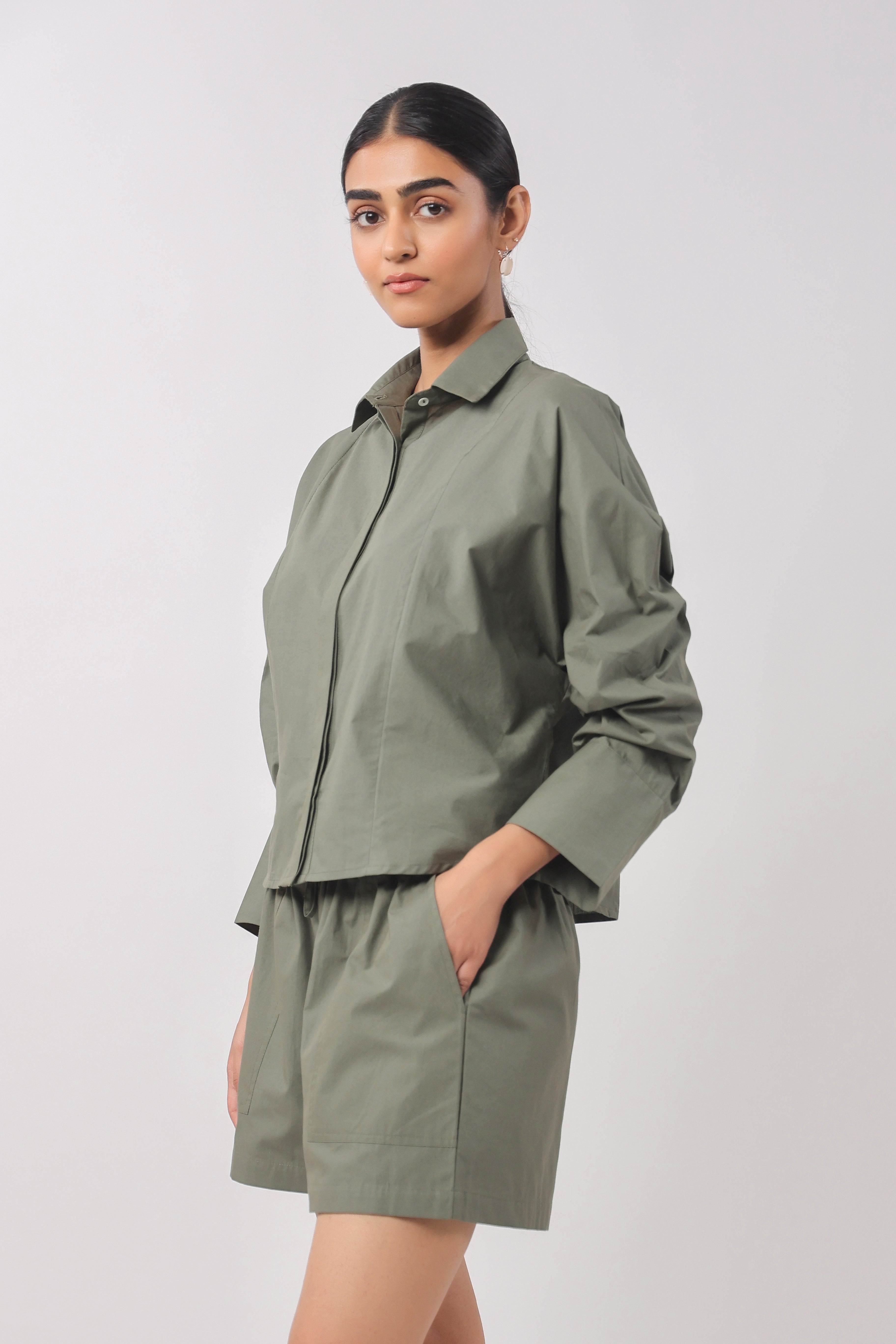 Women’s Green Cotton Top with Green Shorts Co-Ord Set