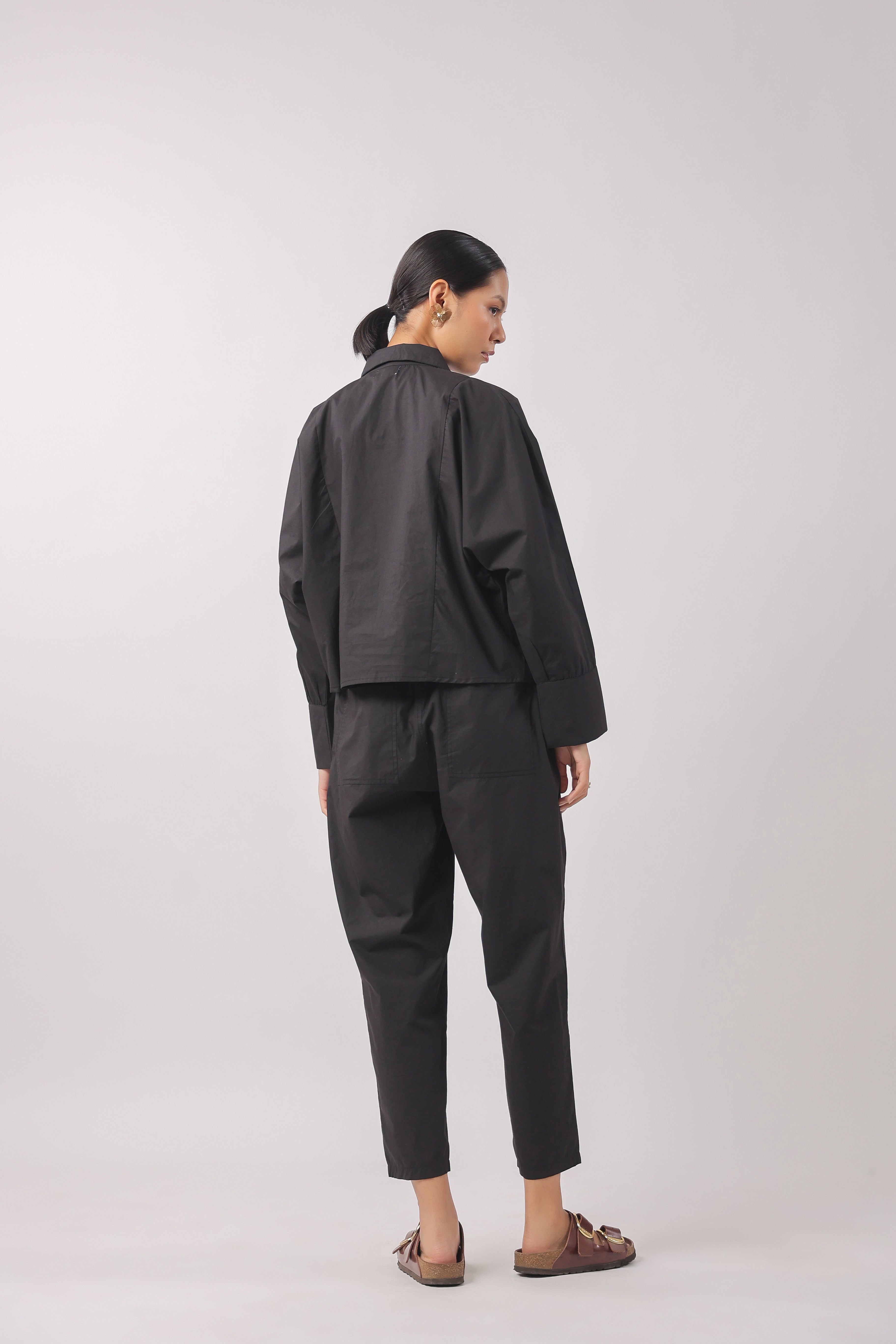 Women’s Black Cotton Poplin Co-Ord Set