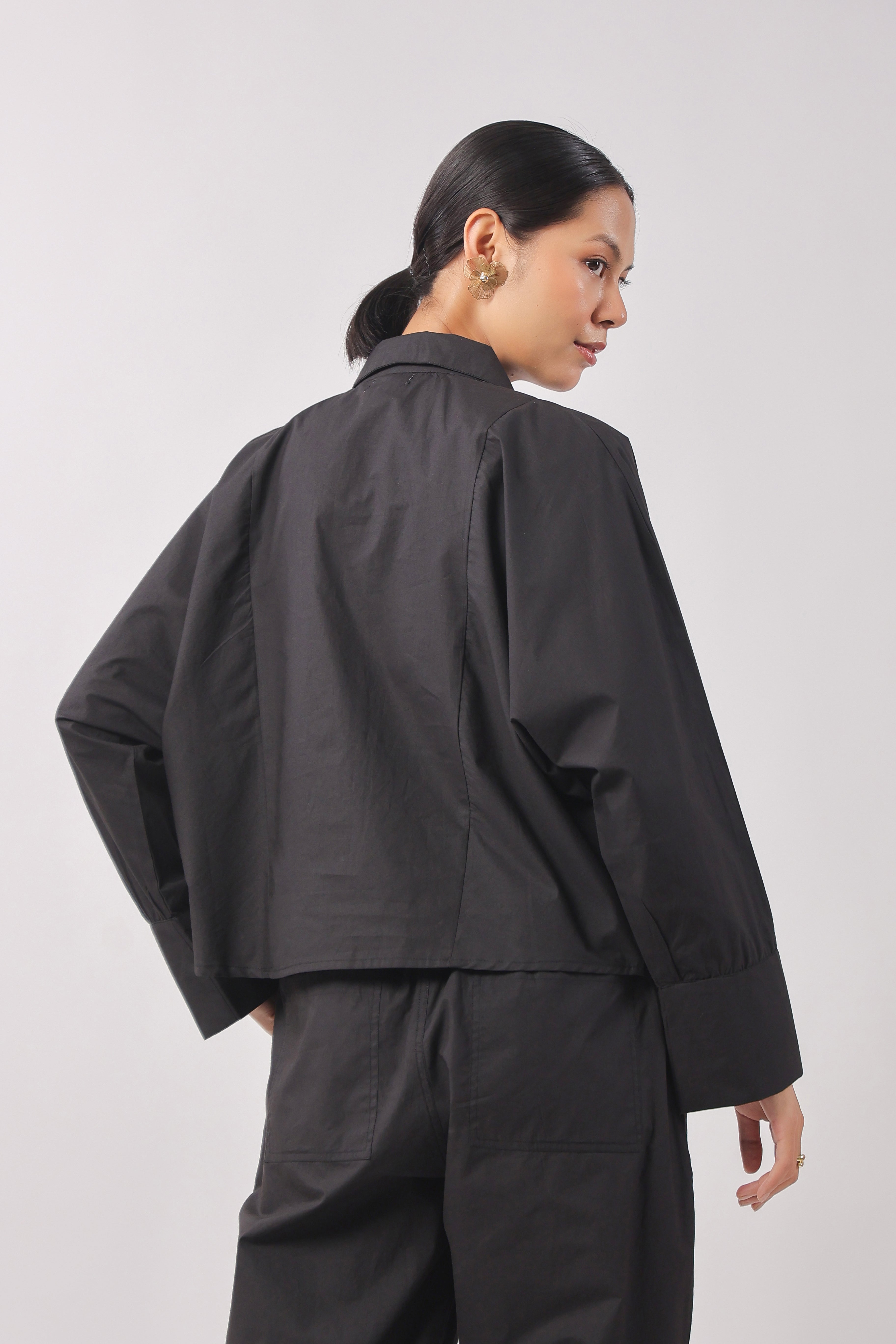 Women’s Black Cotton Poplin Co-Ord Set