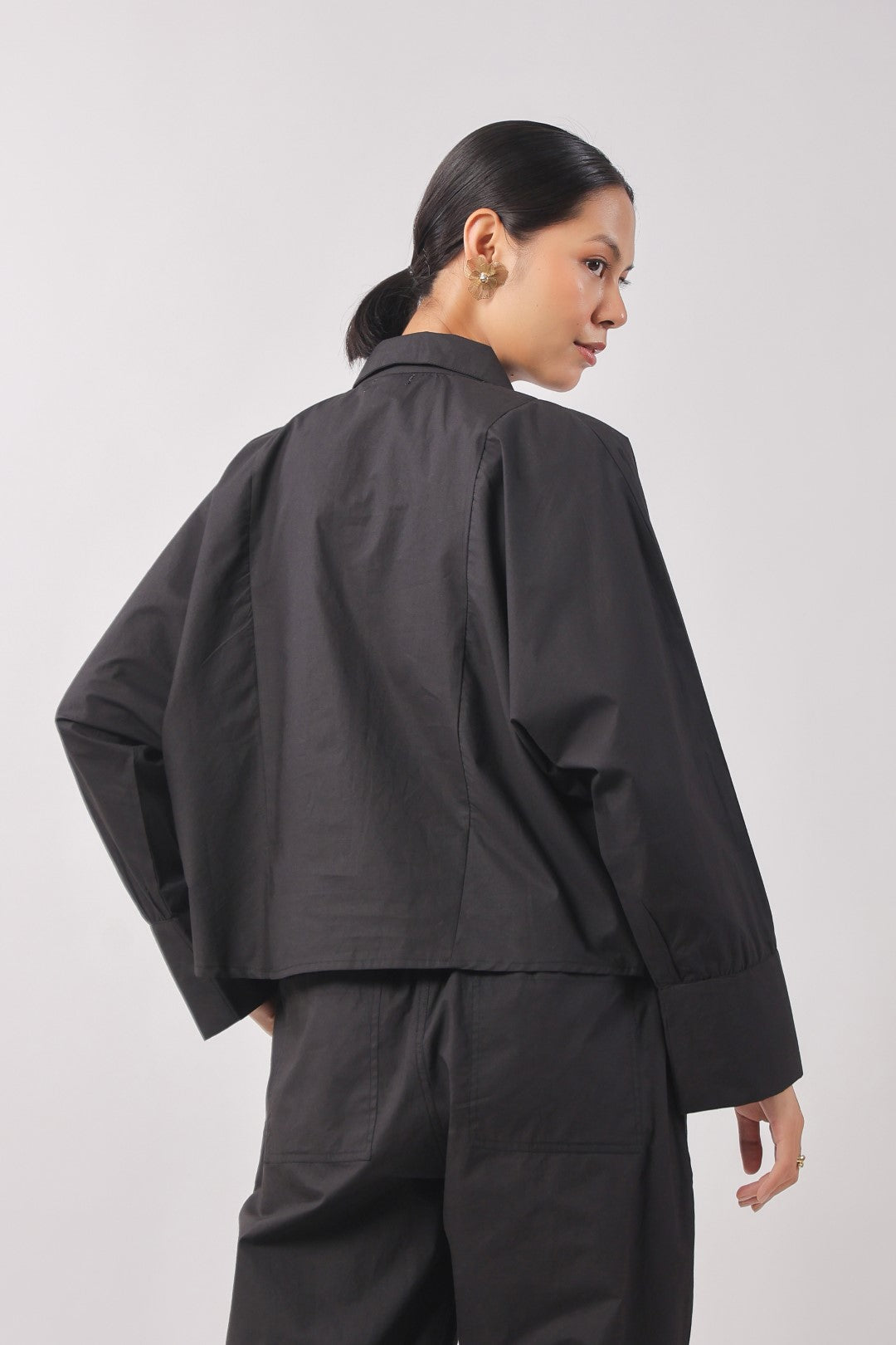 Women’s Black Cotton Poplin Top