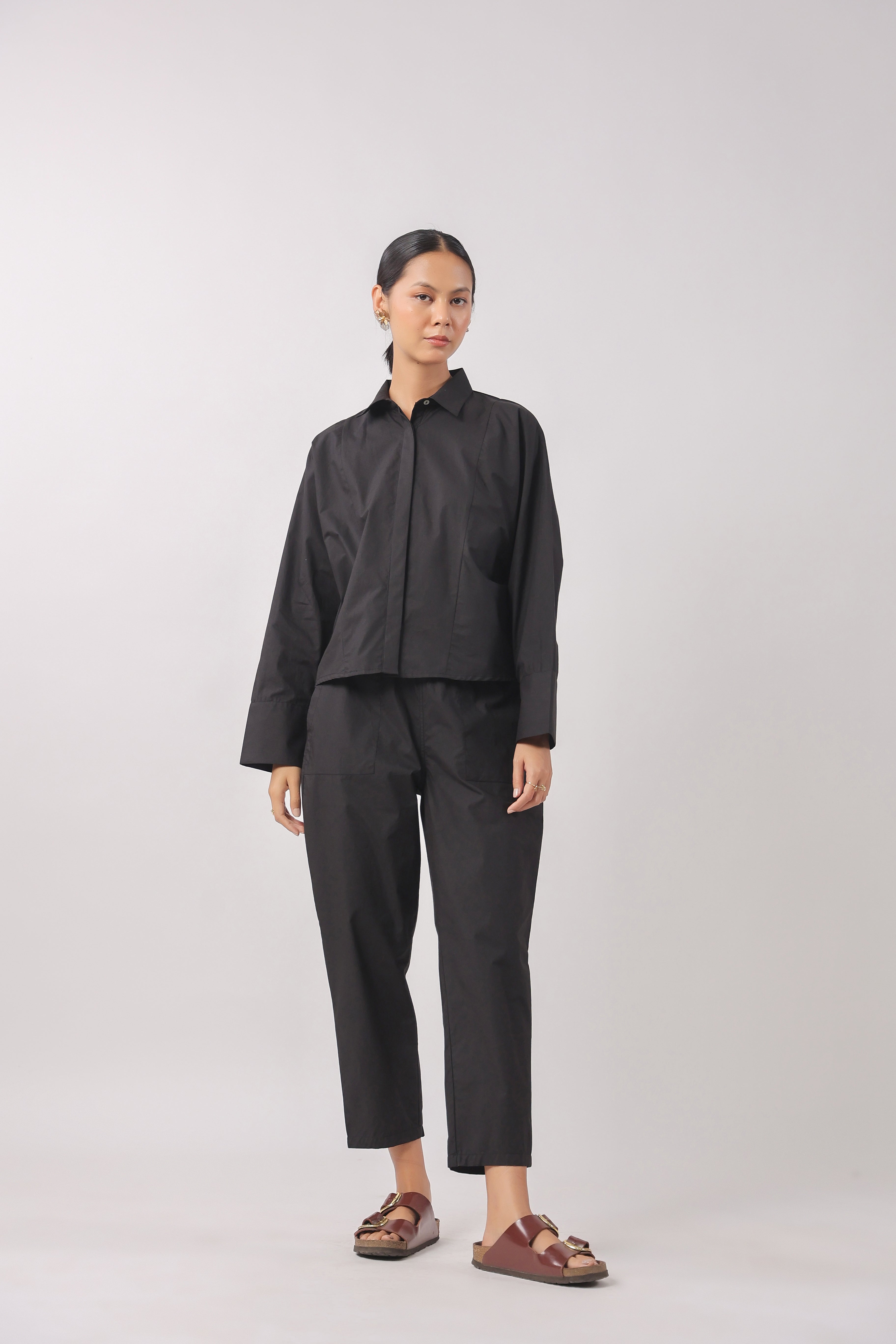 Women’s Black Cotton Poplin Co-Ord Set