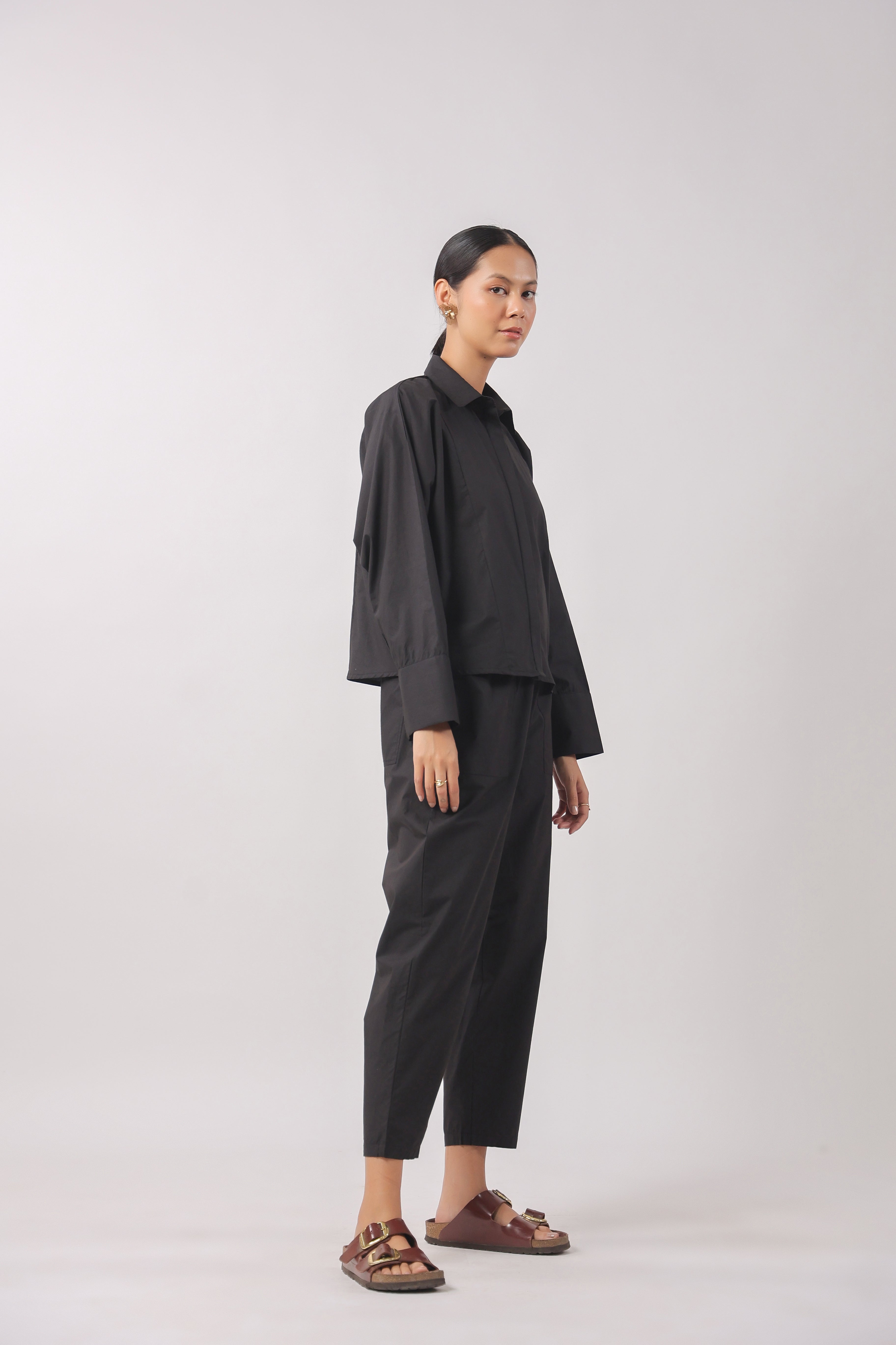 Women’s Black Cotton Poplin Co-Ord Set
