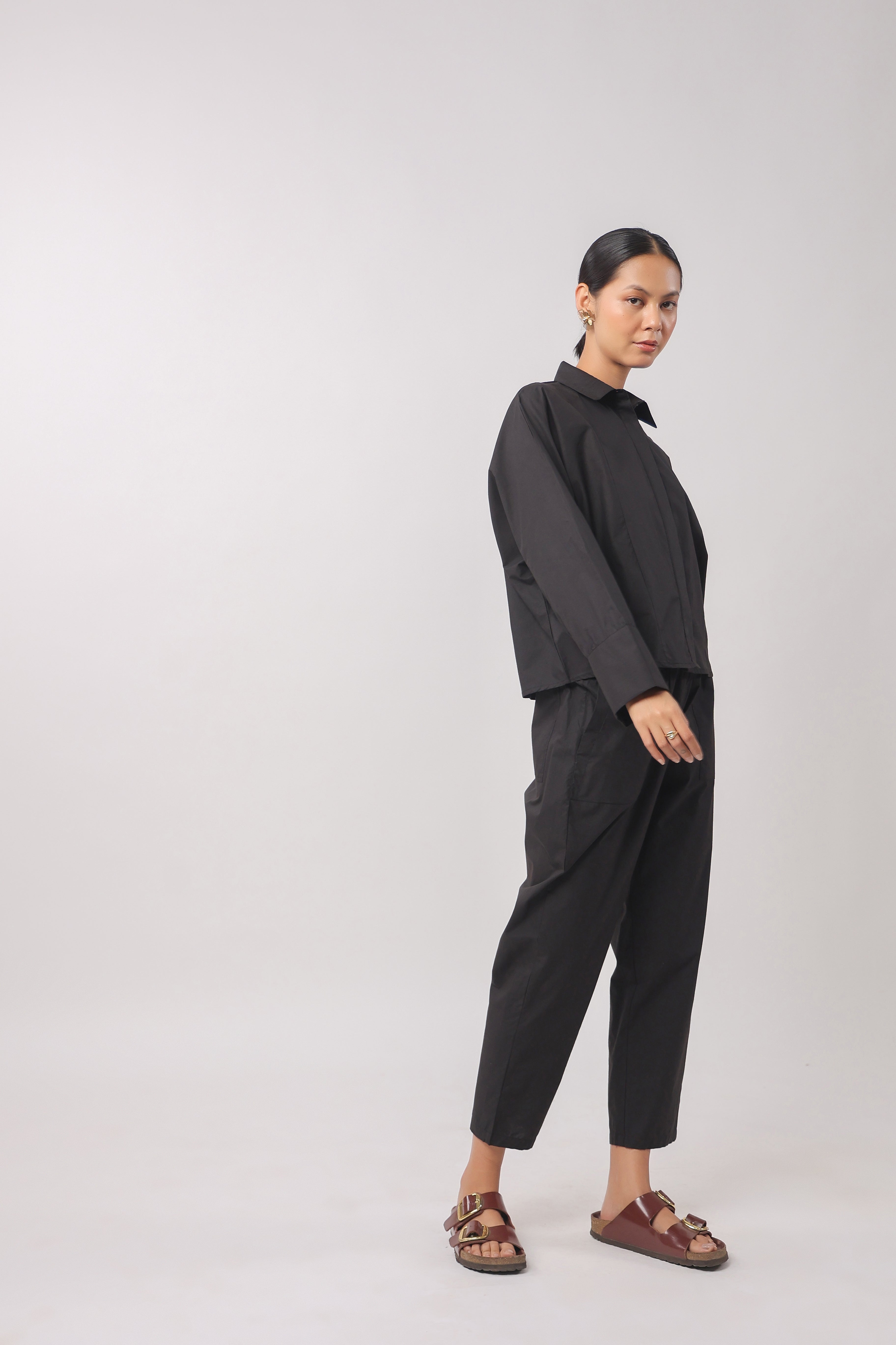 Women’s Black Cotton Poplin Co-Ord Set