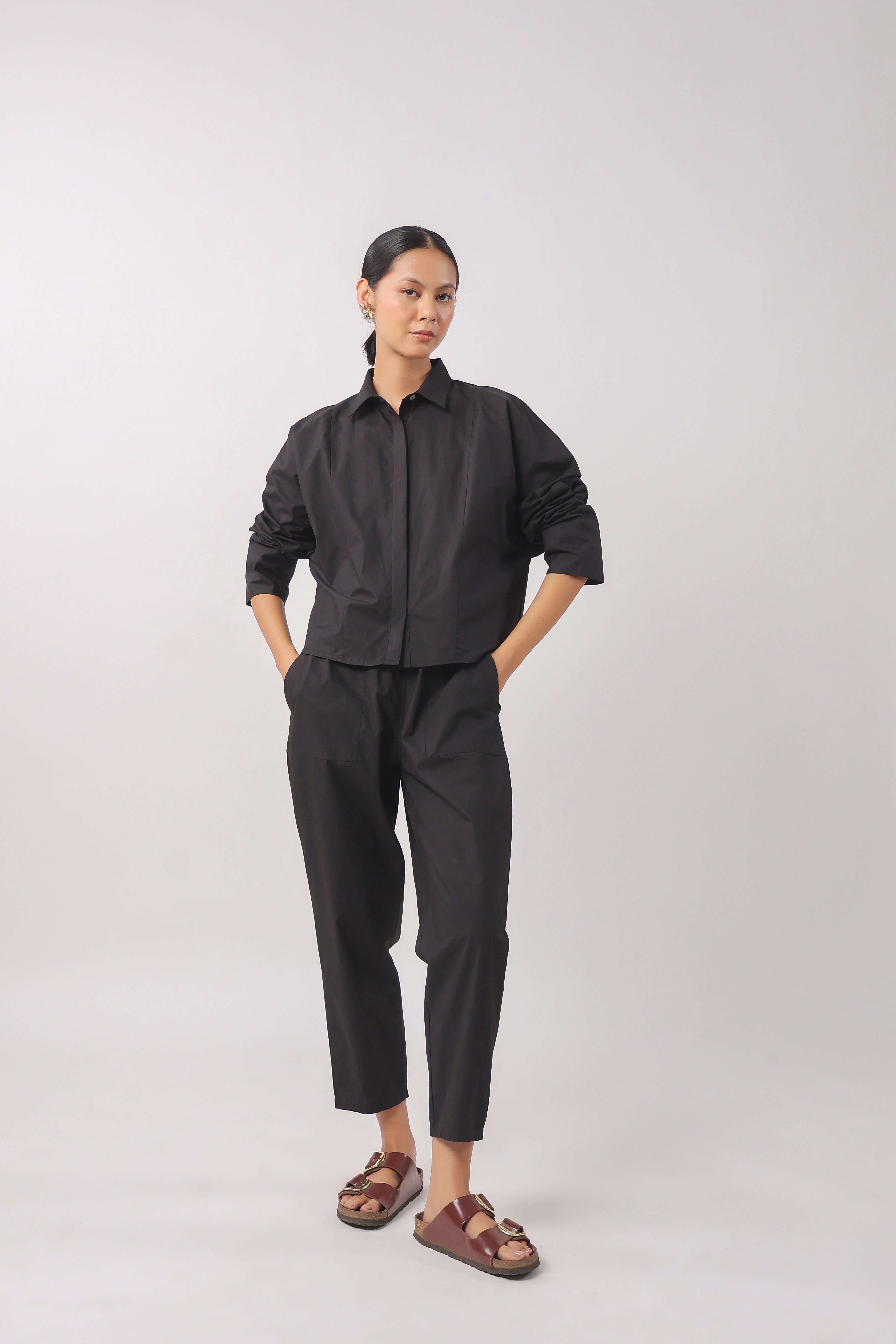 Women’s Black Cotton Poplin Co-Ord Set