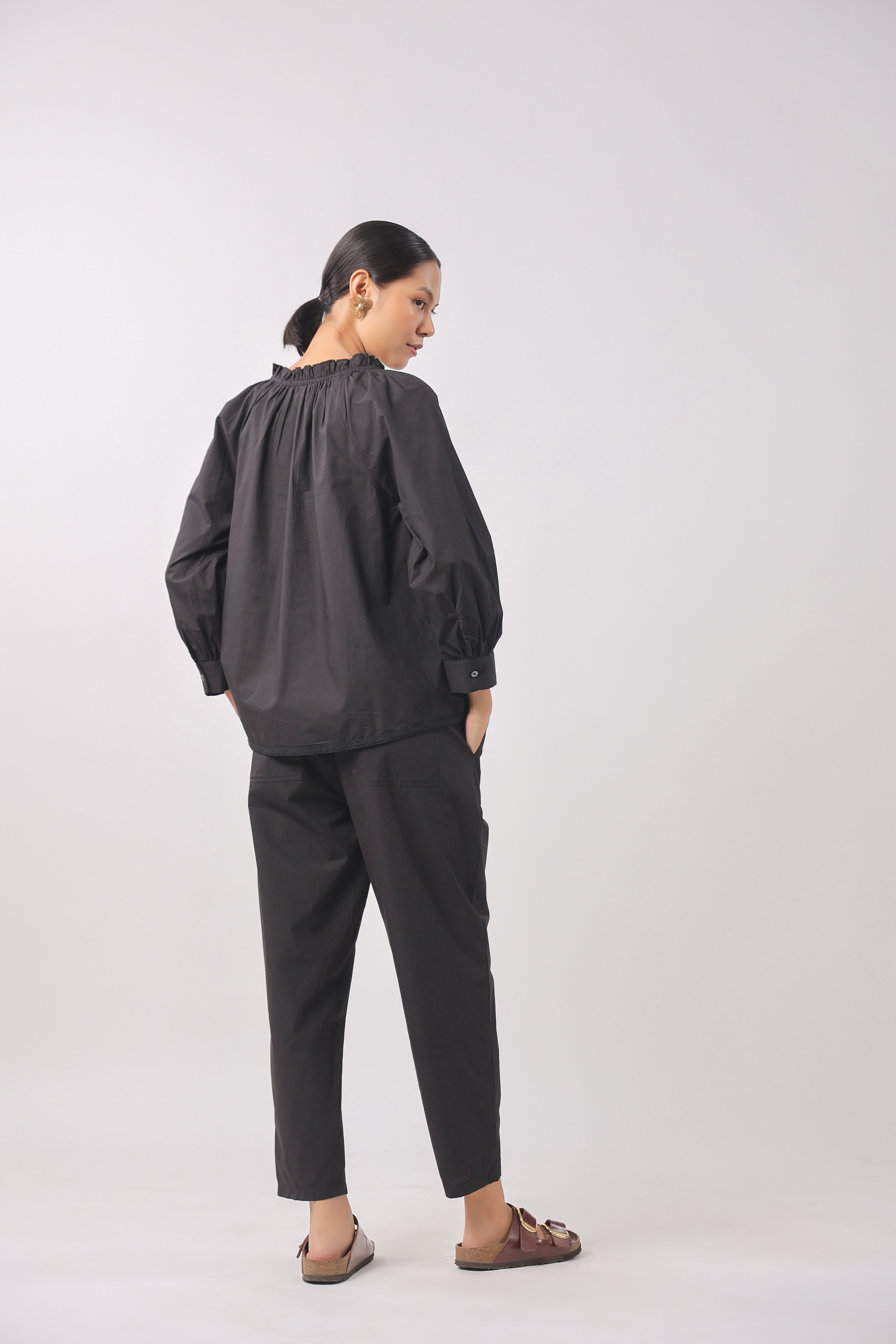 Women’s Black Cotton Poplin Co-Ord Set