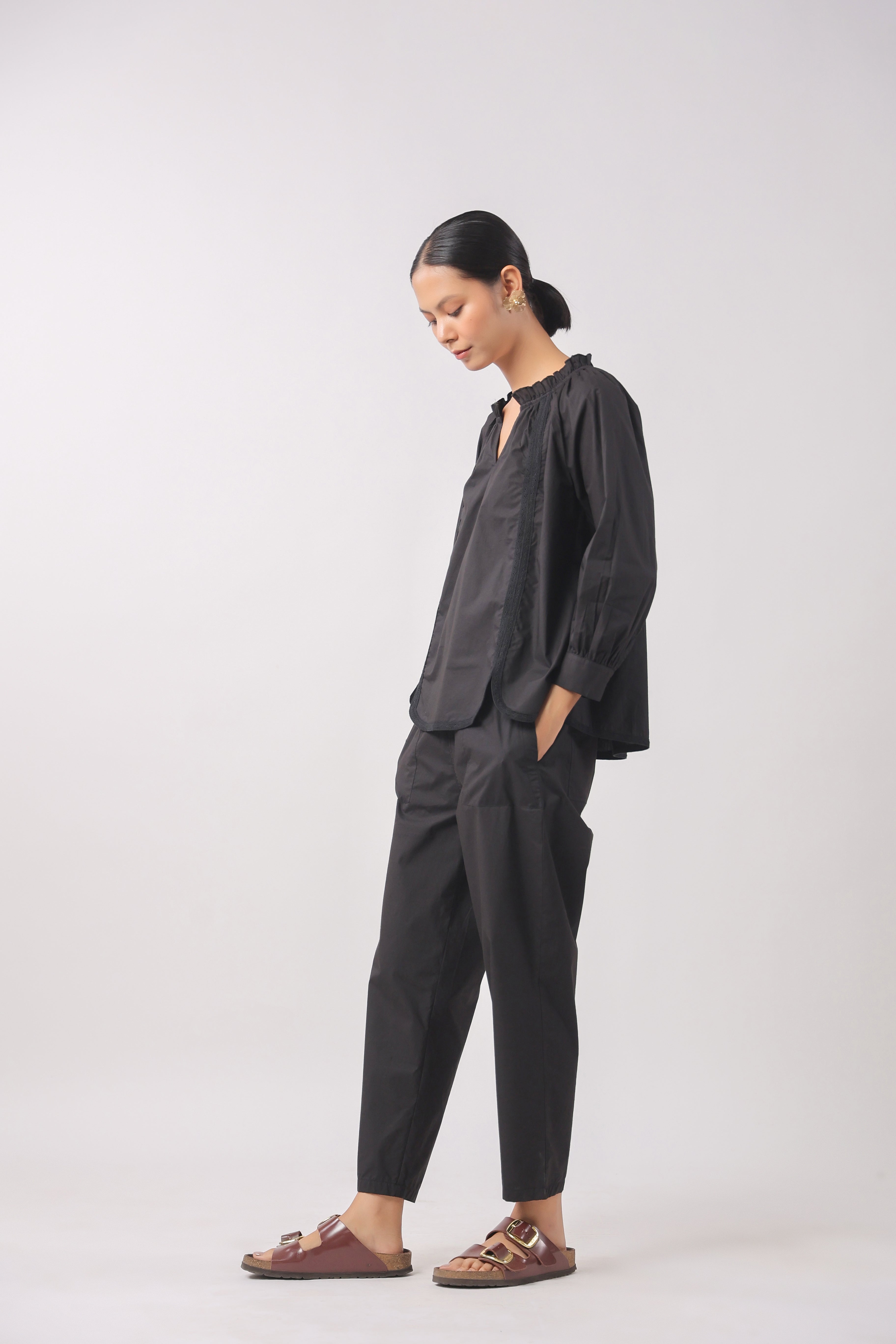 Women’s Black Cotton Poplin Co-Ord Set
