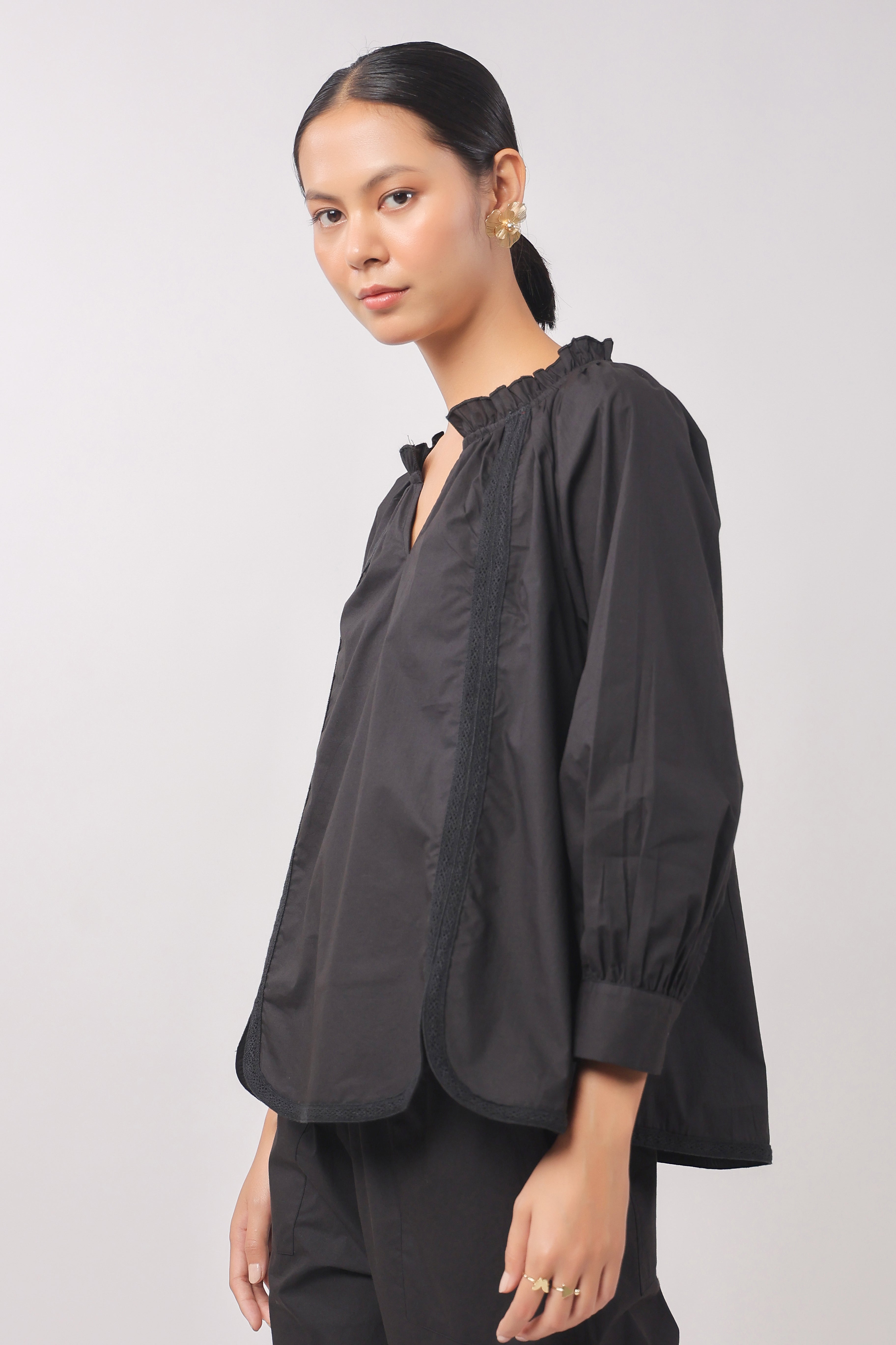 Women’s Black Cotton Poplin Co-Ord Set