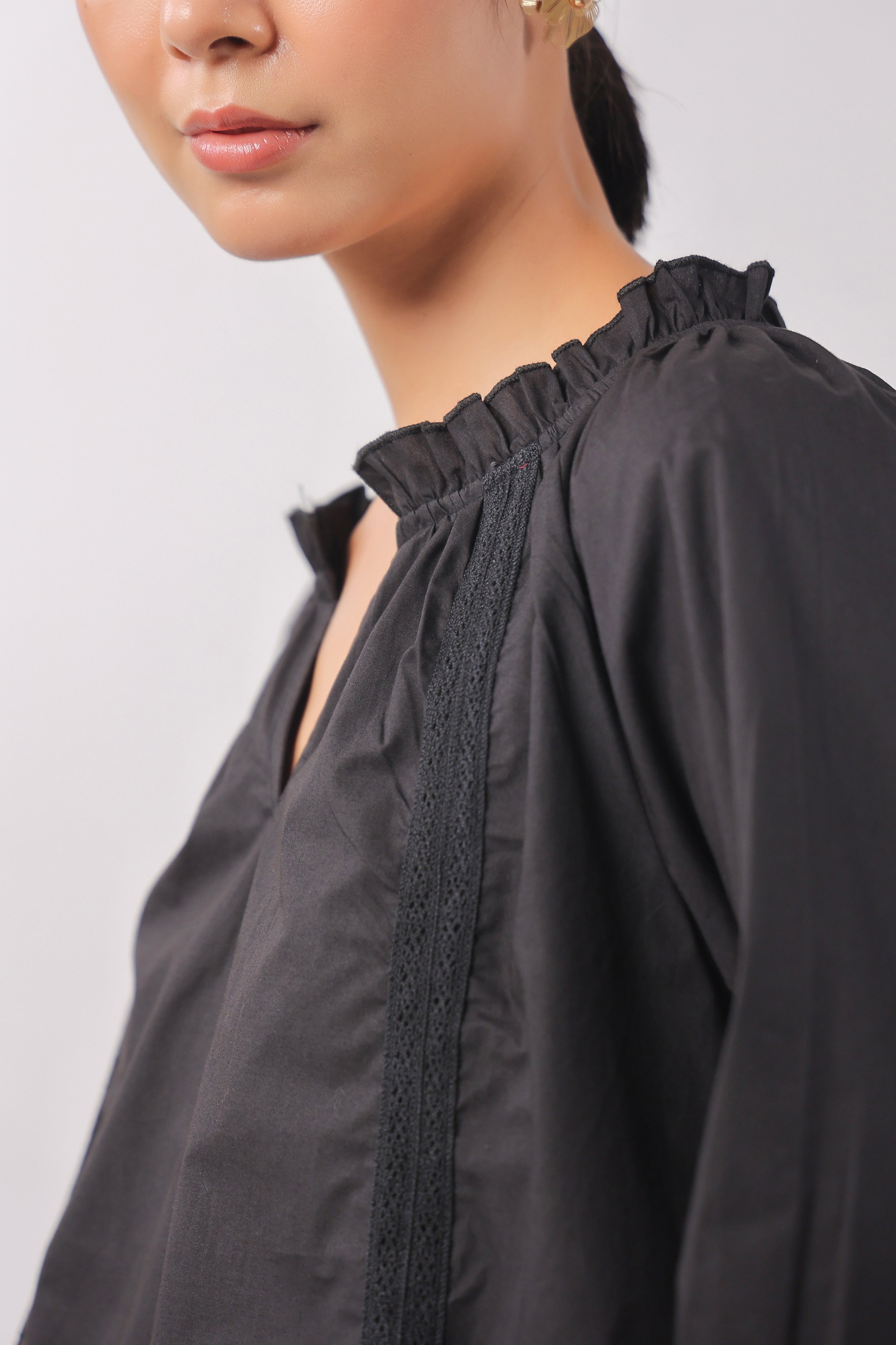 Women’s Black Cotton Poplin Co-Ord Set