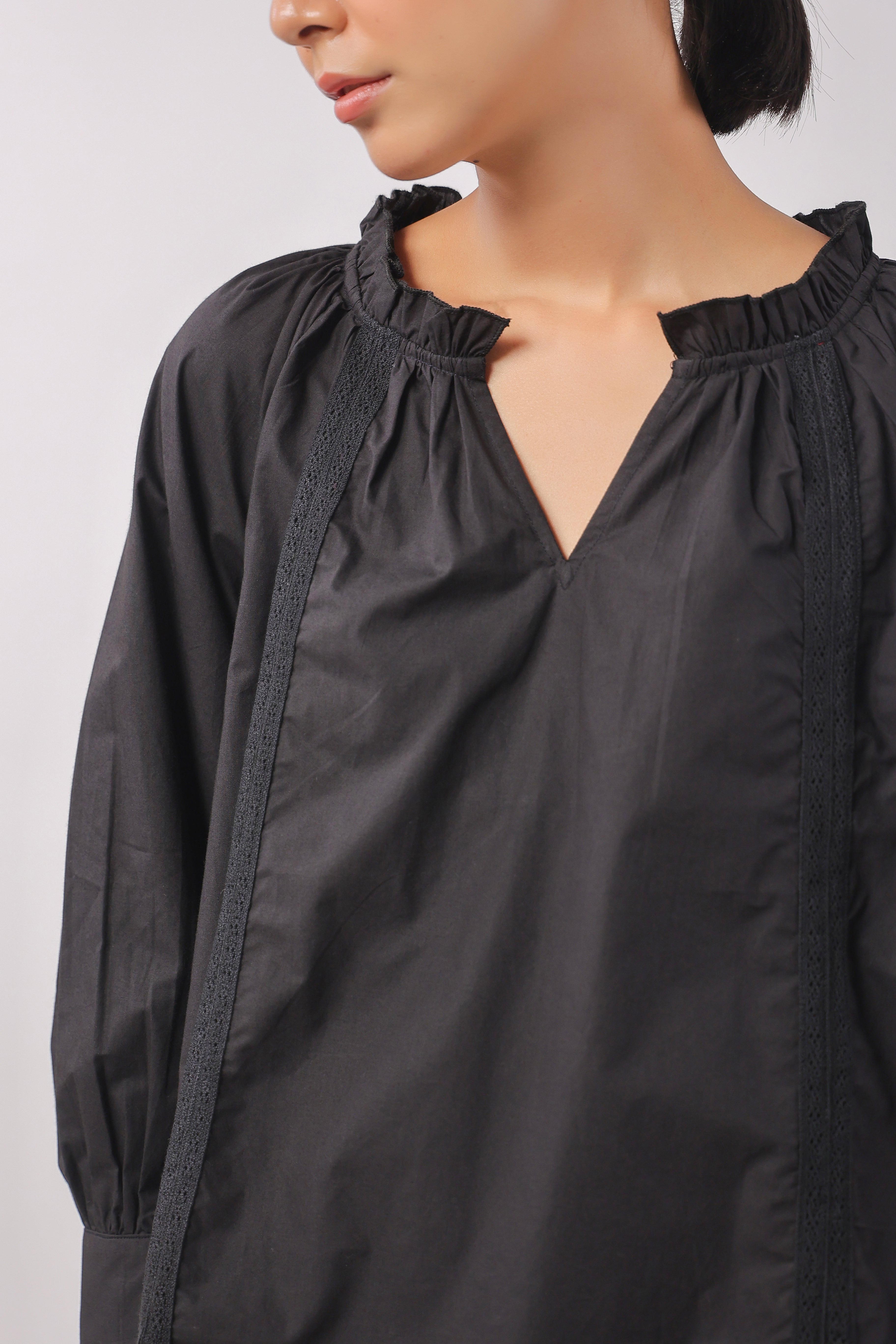 Women’s Black Cotton Poplin Co-Ord Set
