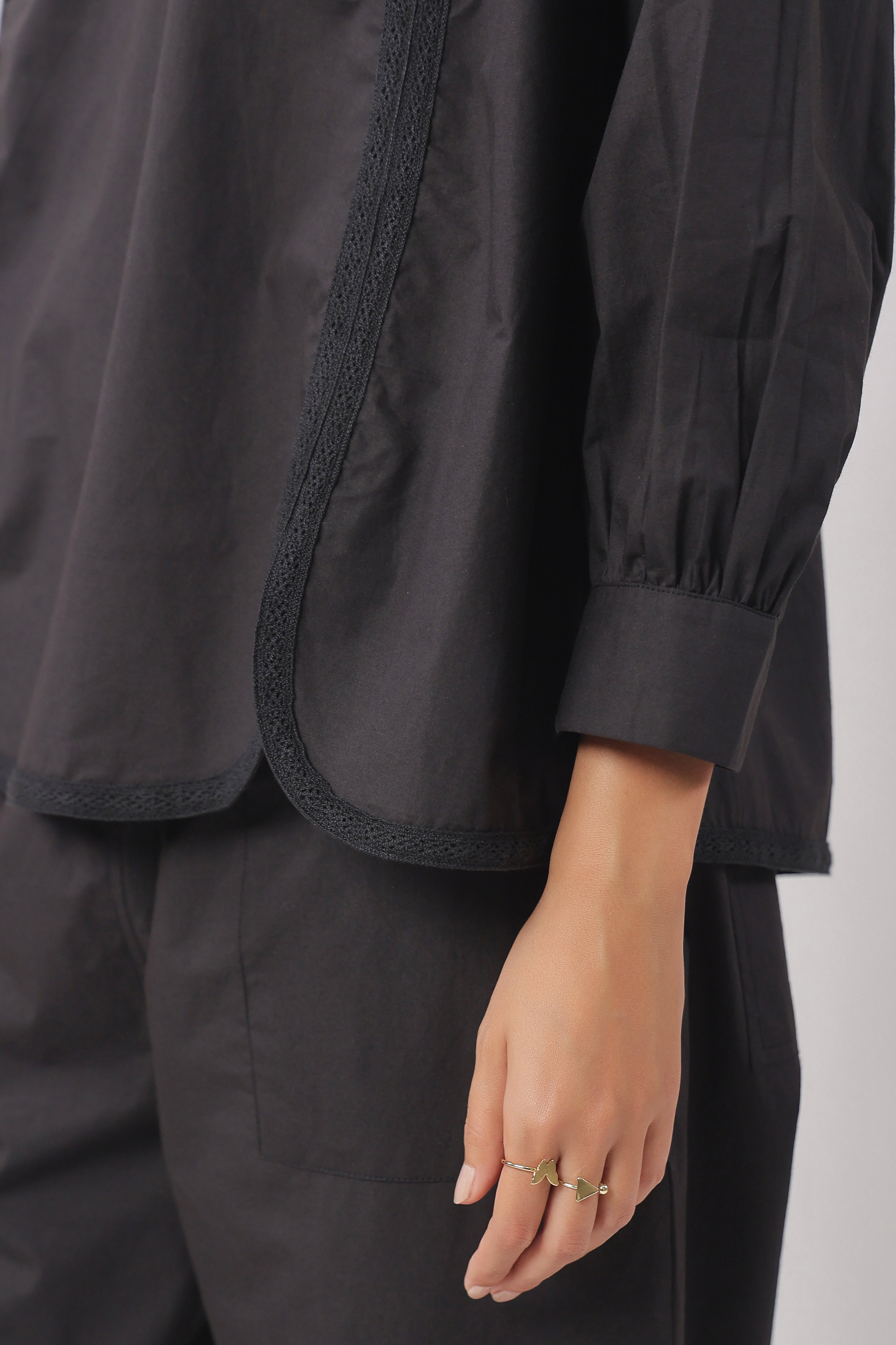 Women’s Black Cotton Poplin Co-Ord Set