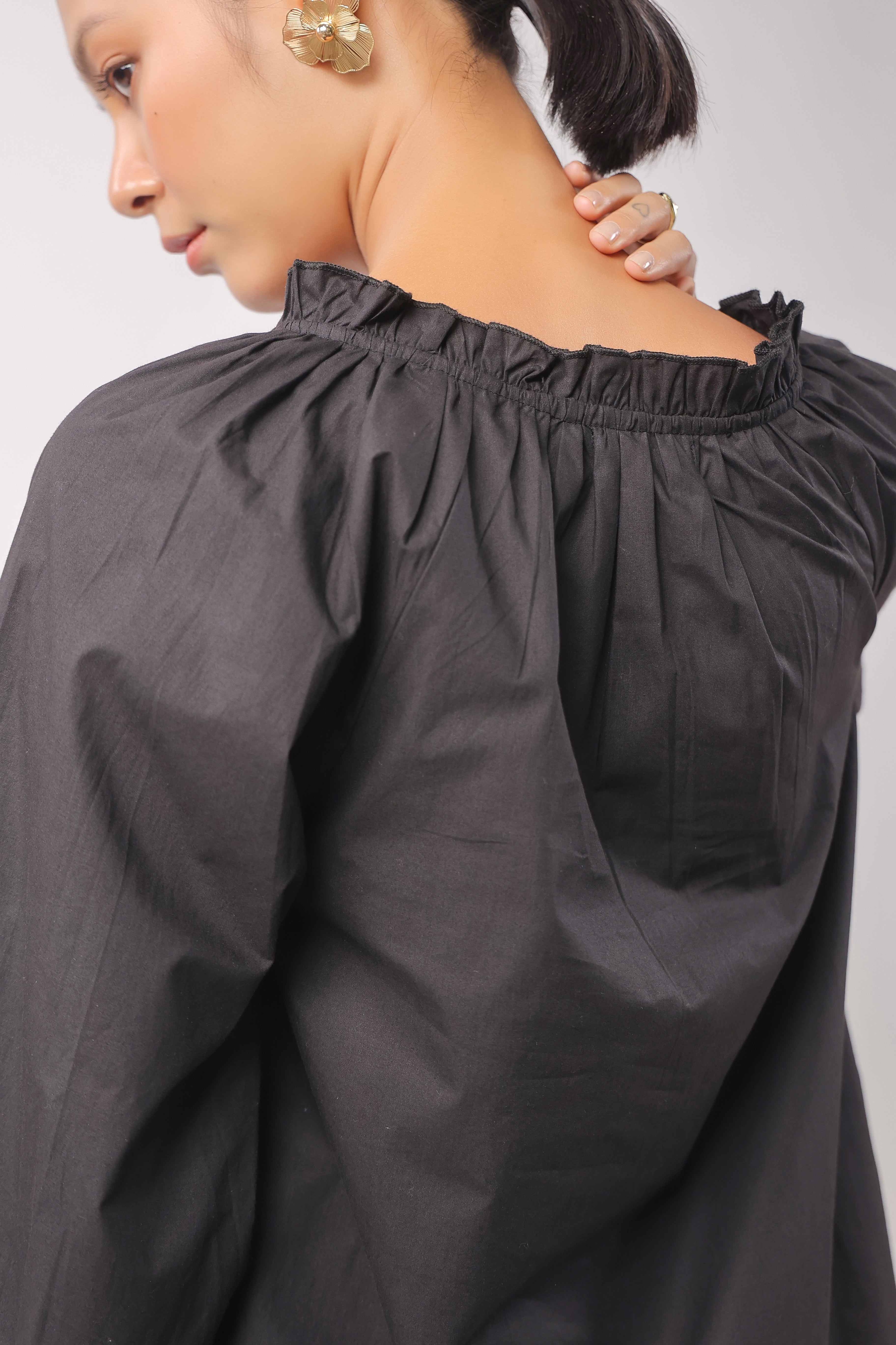 Women’s Black Cotton Poplin Co-Ord Set