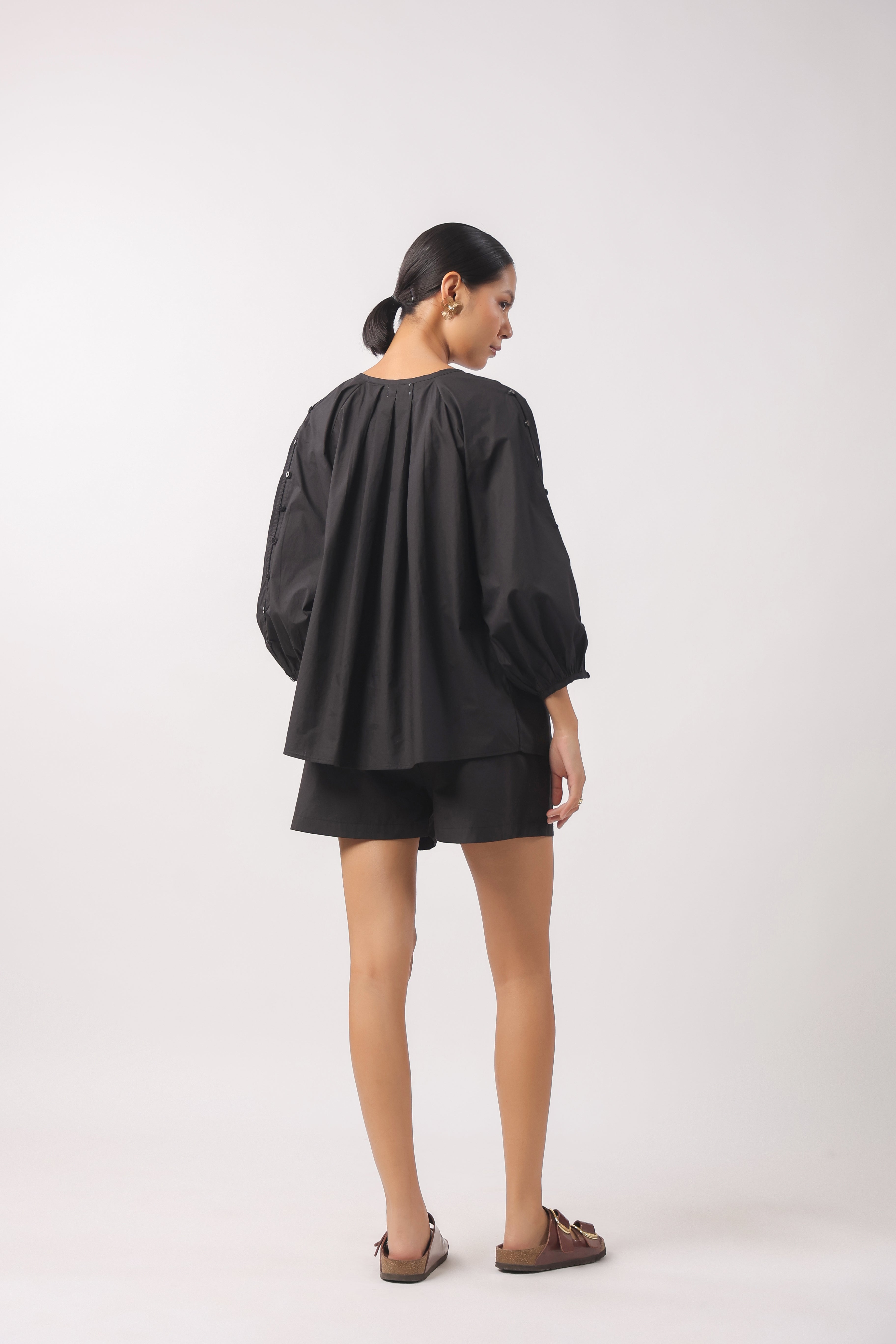 Women’s Black Cotton Top with Black Shorts Co-Ord Set