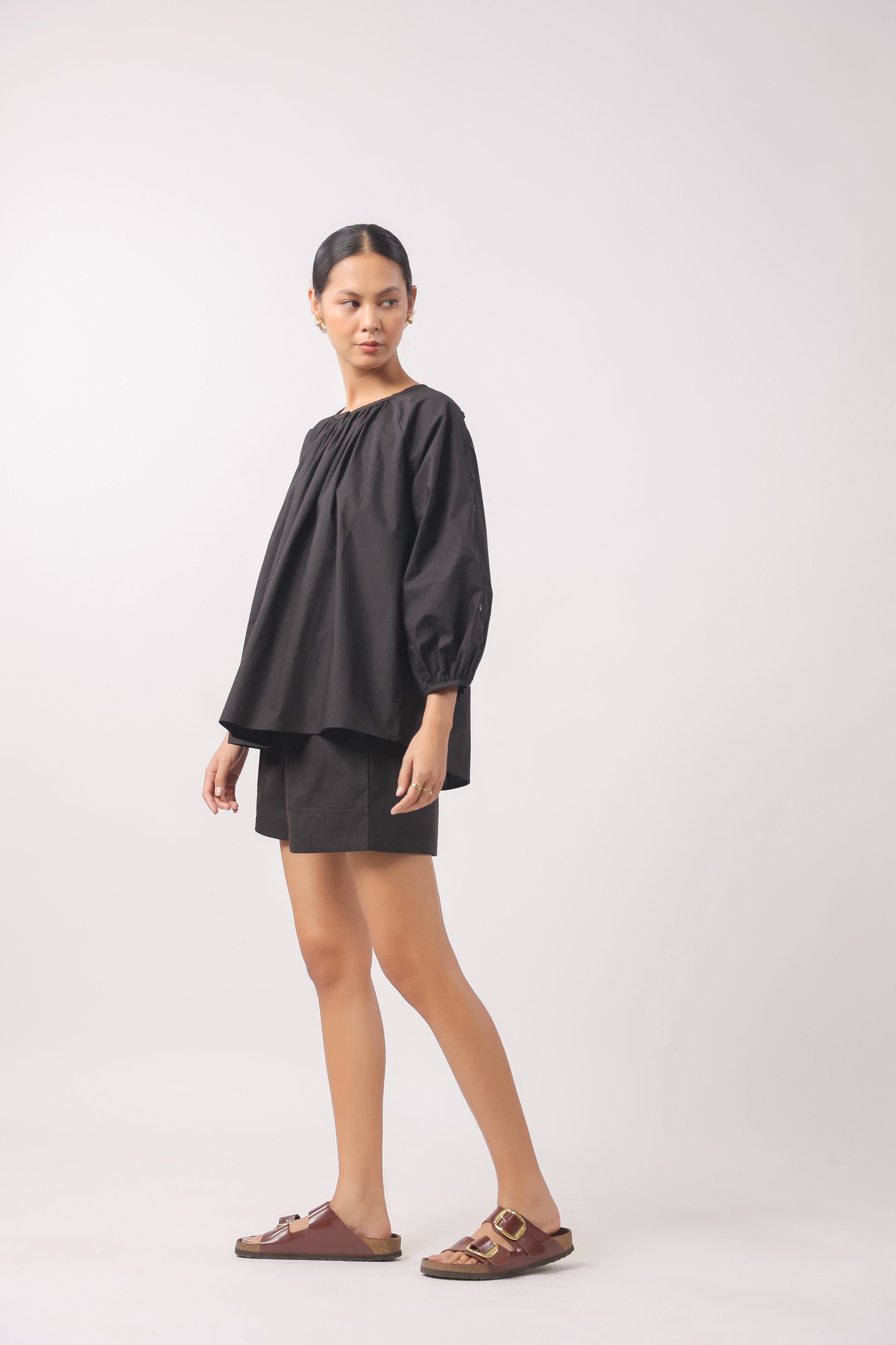 Women’s Black Cotton Top with Black Shorts Co-Ord Set