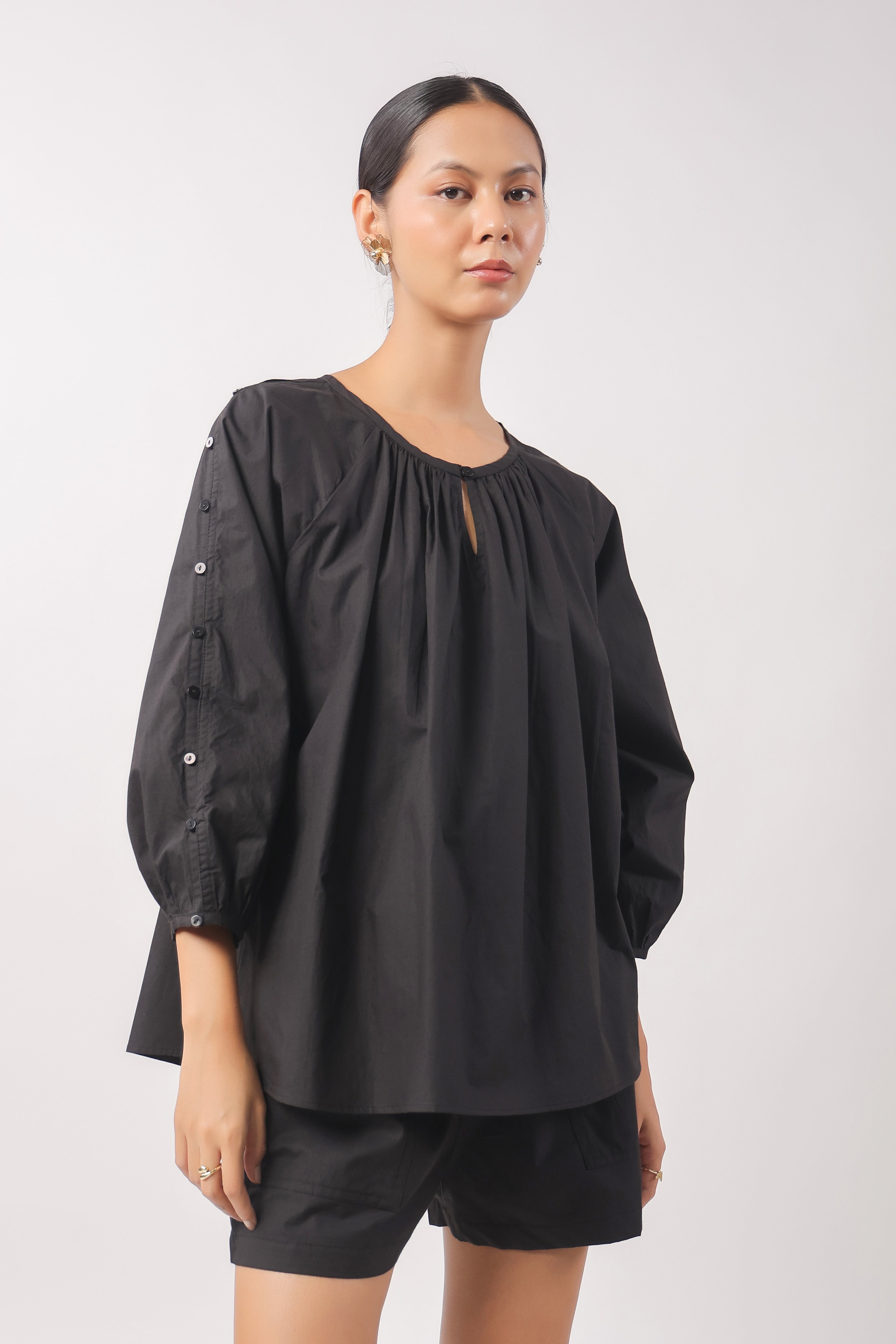 Women’s Black Cotton Top with Black Shorts Co-Ord Set