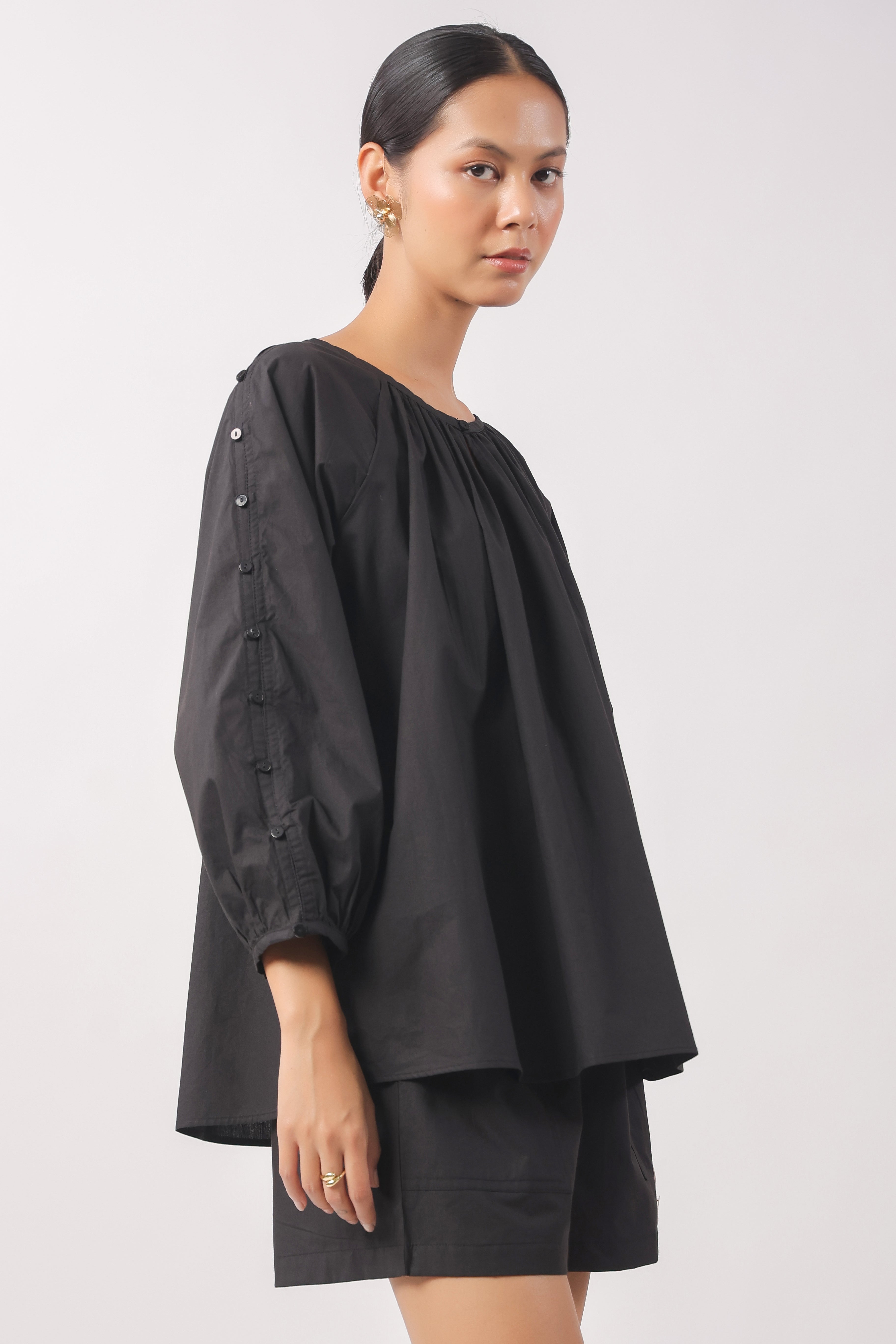 Women’s Black Cotton Top with Black Shorts Co-Ord Set