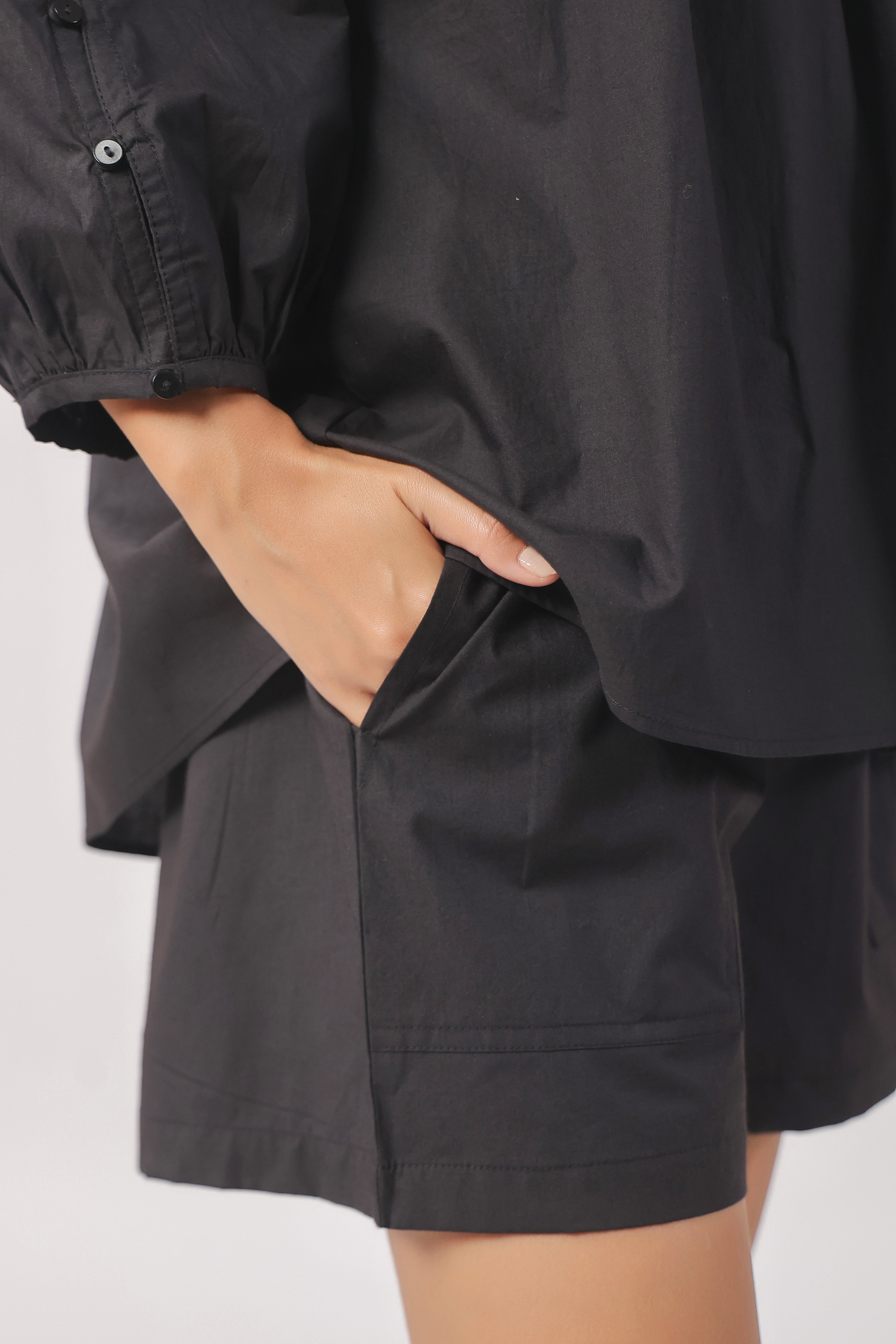 Women’s Black Cotton Top with Black Shorts Co-Ord Set