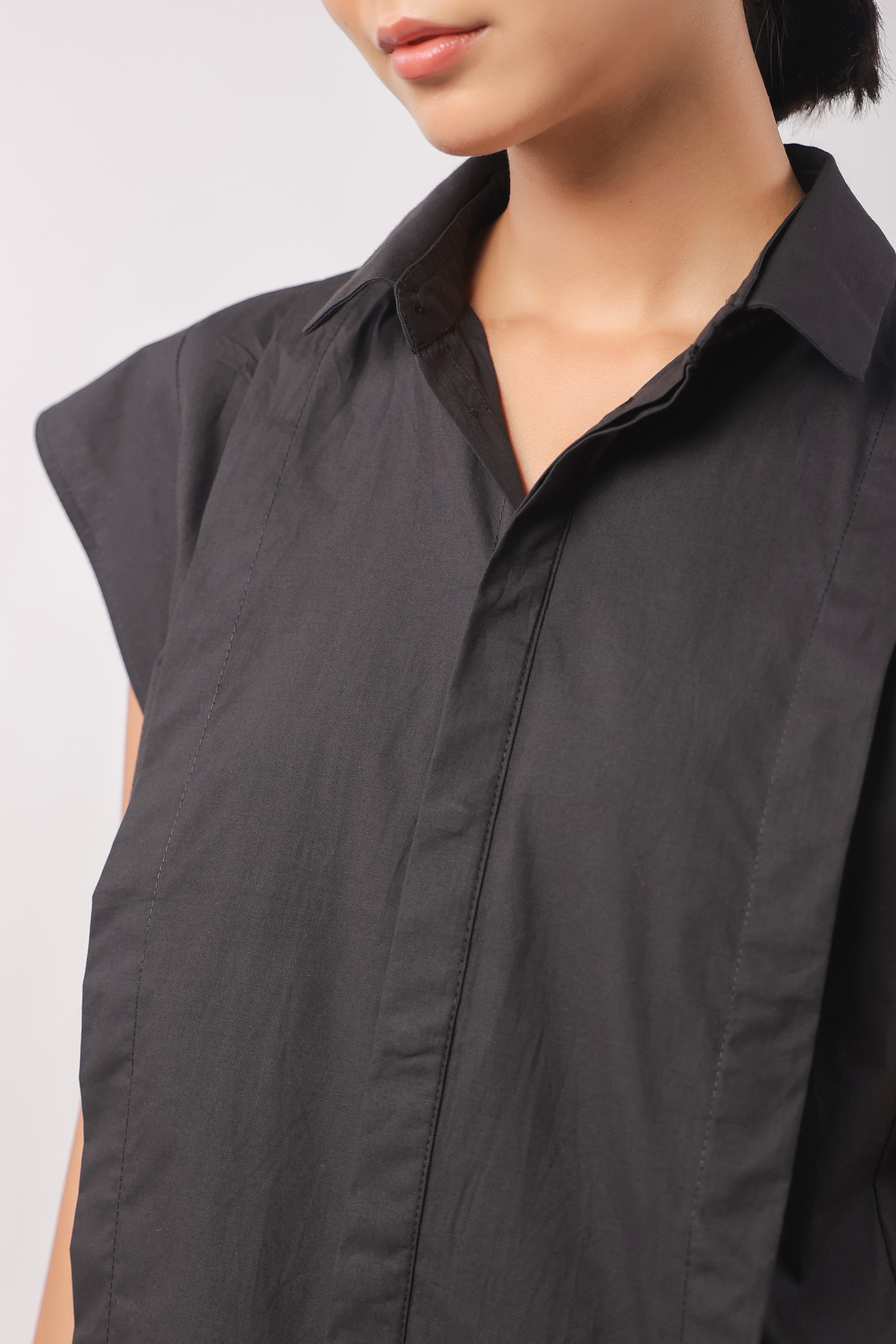 Women’s Black Cotton Top with Black Shorts Co-Ord Set