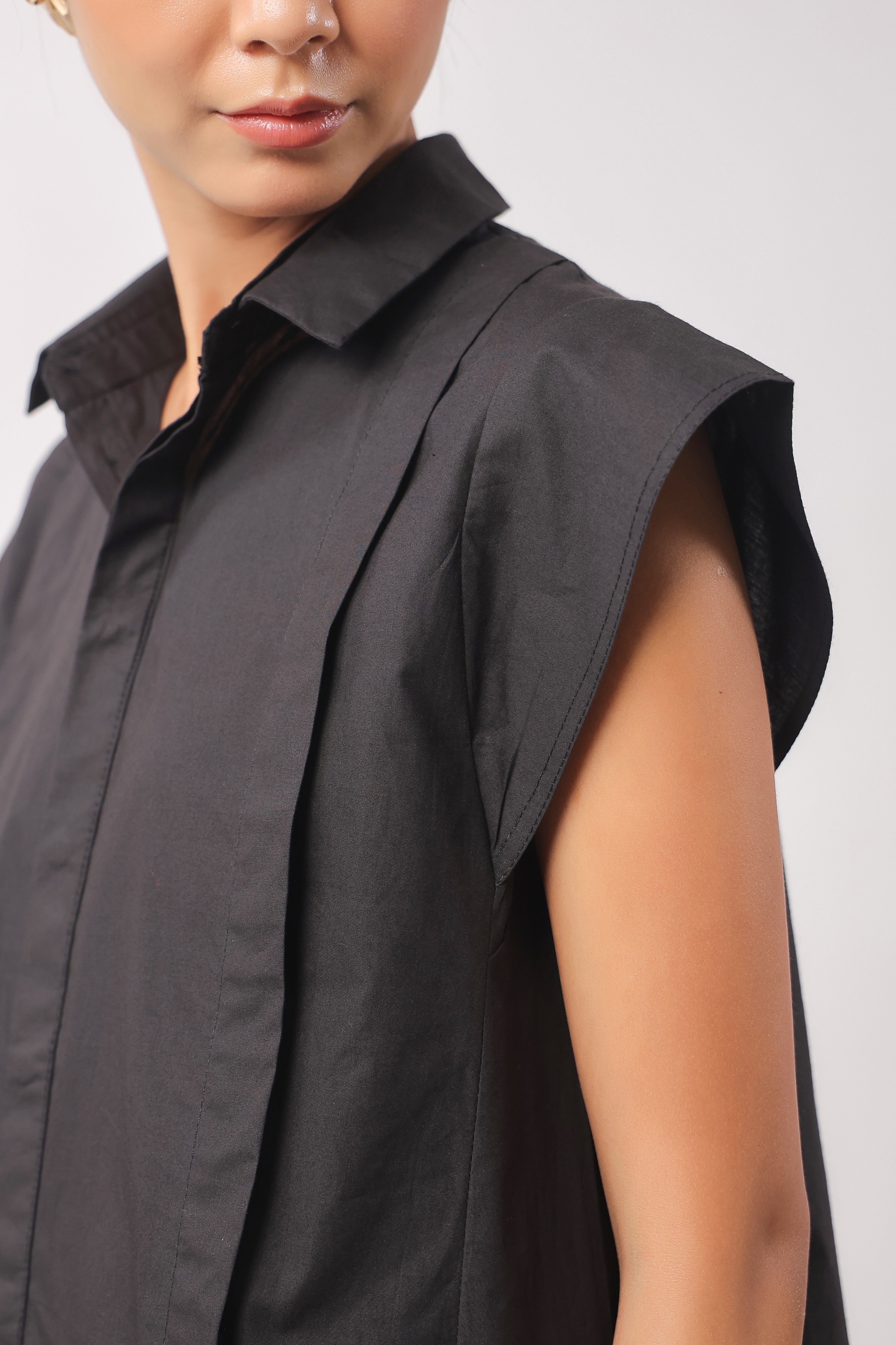 Women’s Black Cotton Top with Black Shorts Co-Ord Set