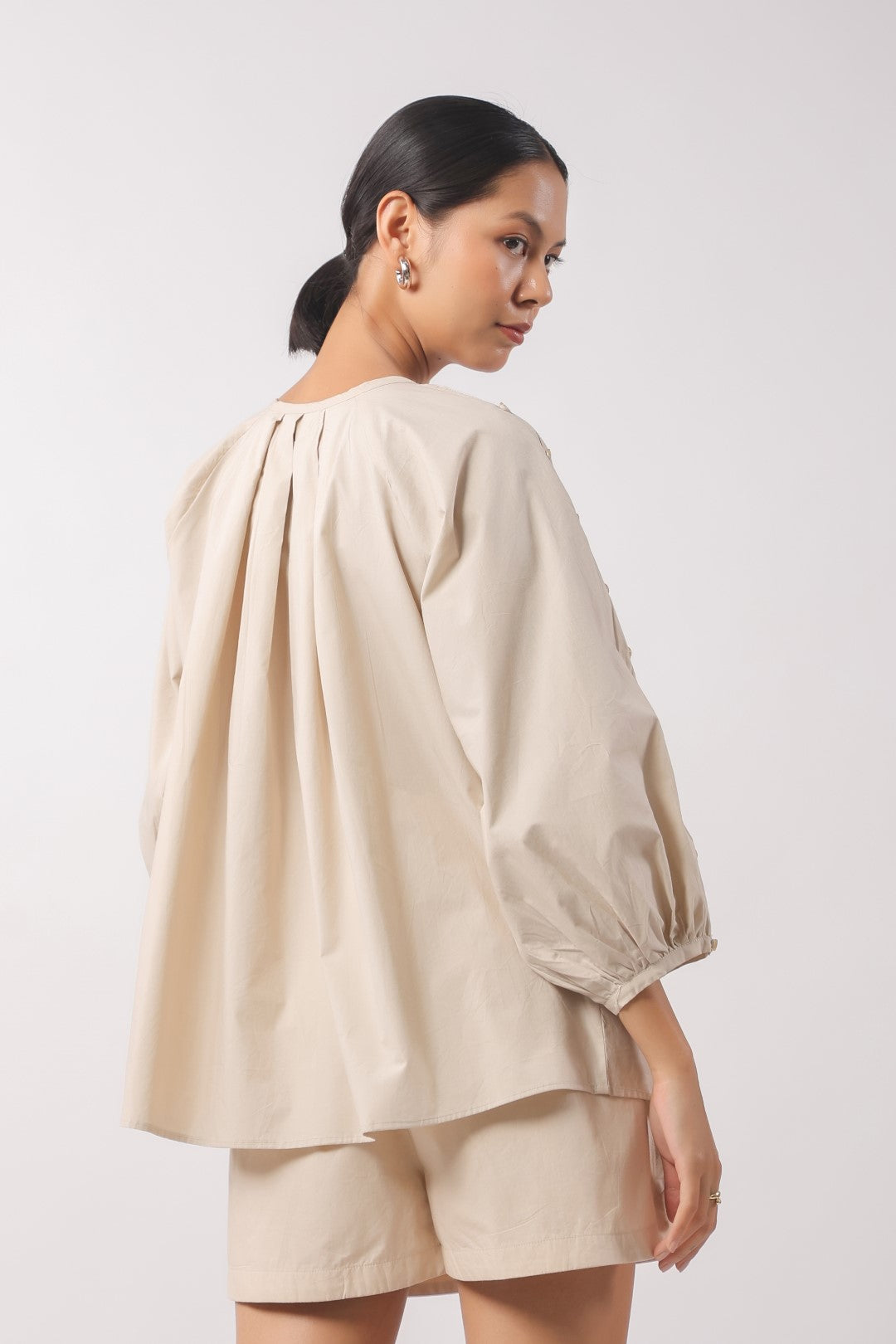 Women’s Beige Cotton Poplin Top