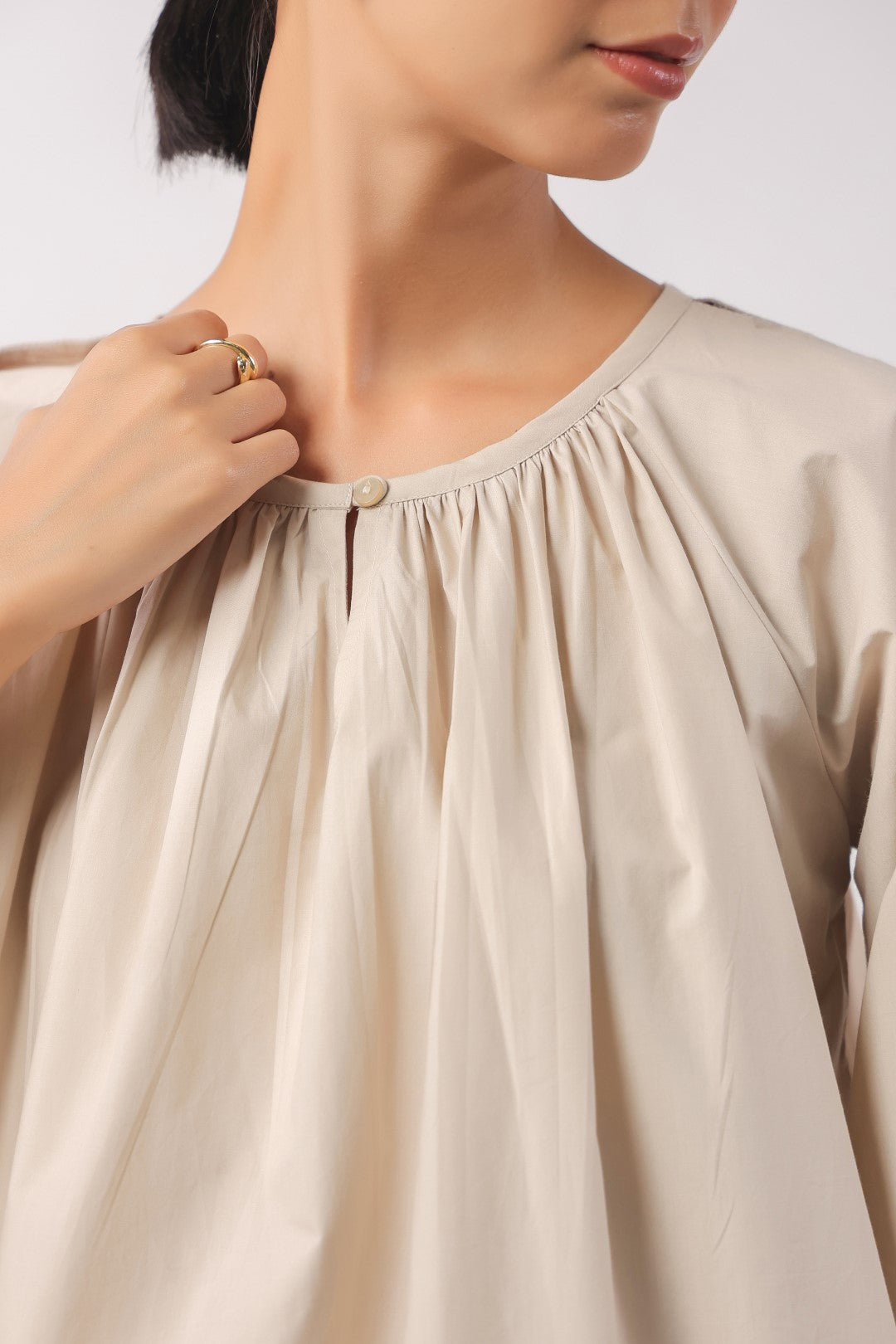 Women’s Beige Cotton Poplin Top