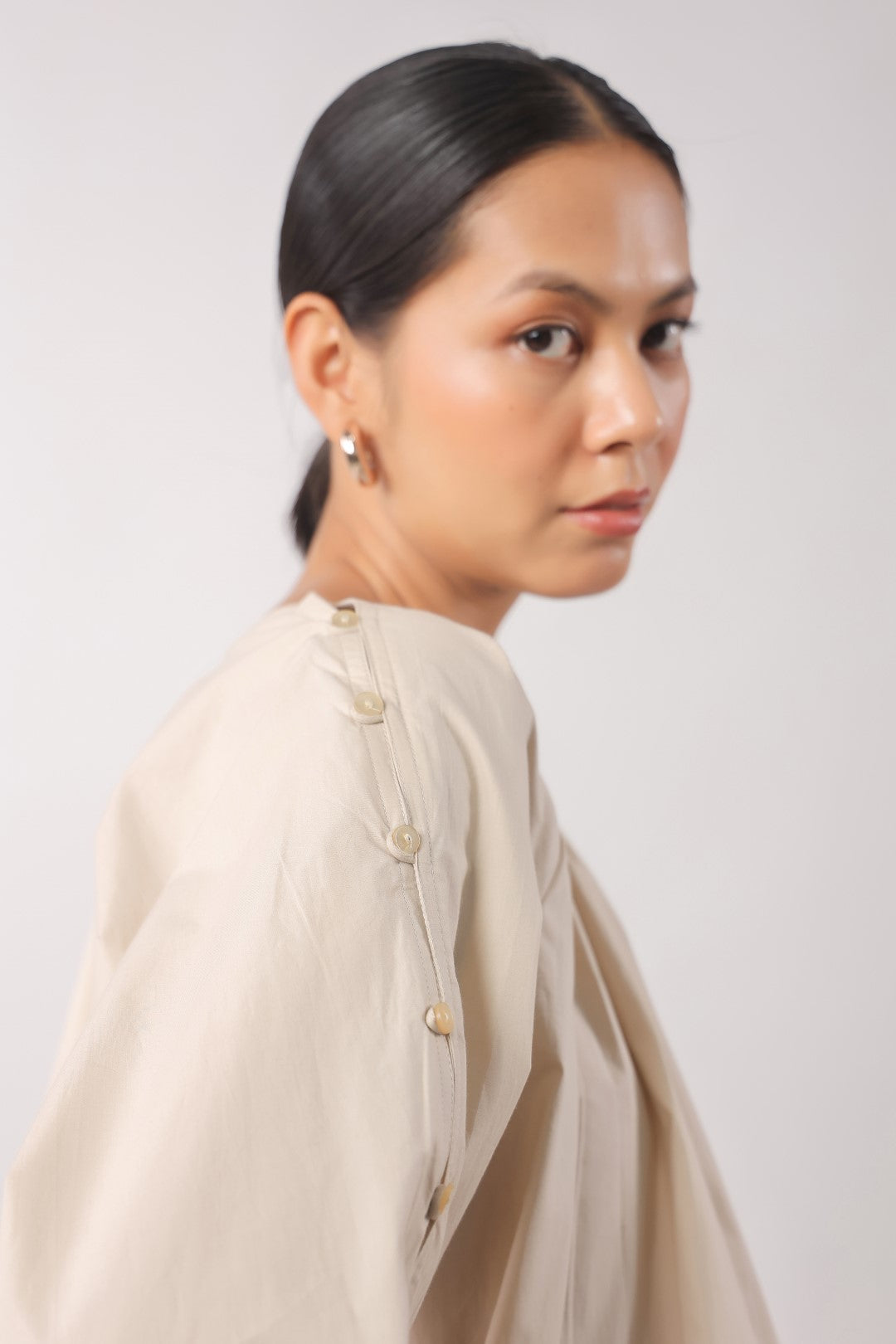Women’s Beige Cotton Poplin Top