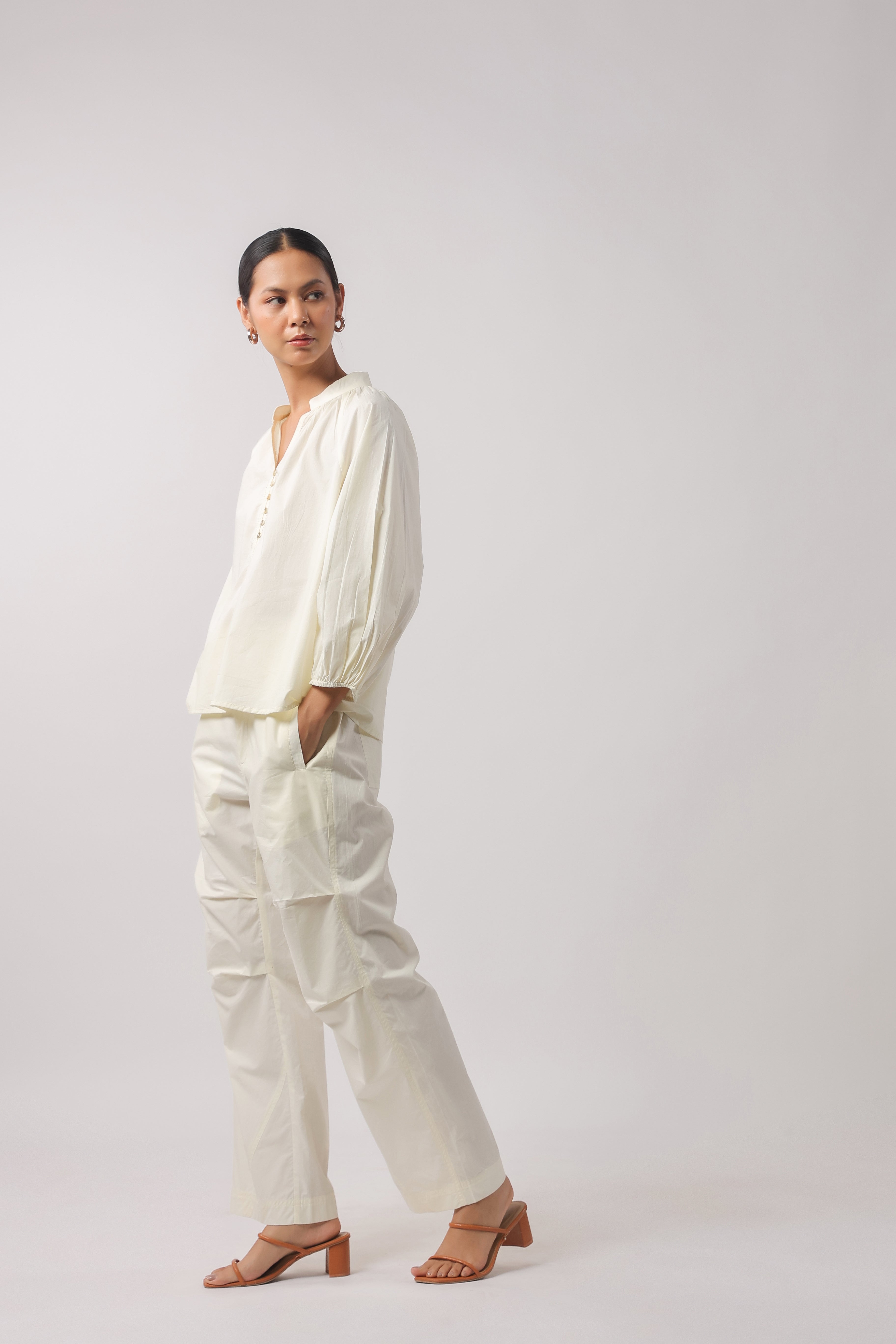 Women’s Beige Cotton Poplin Co-Ord Set
