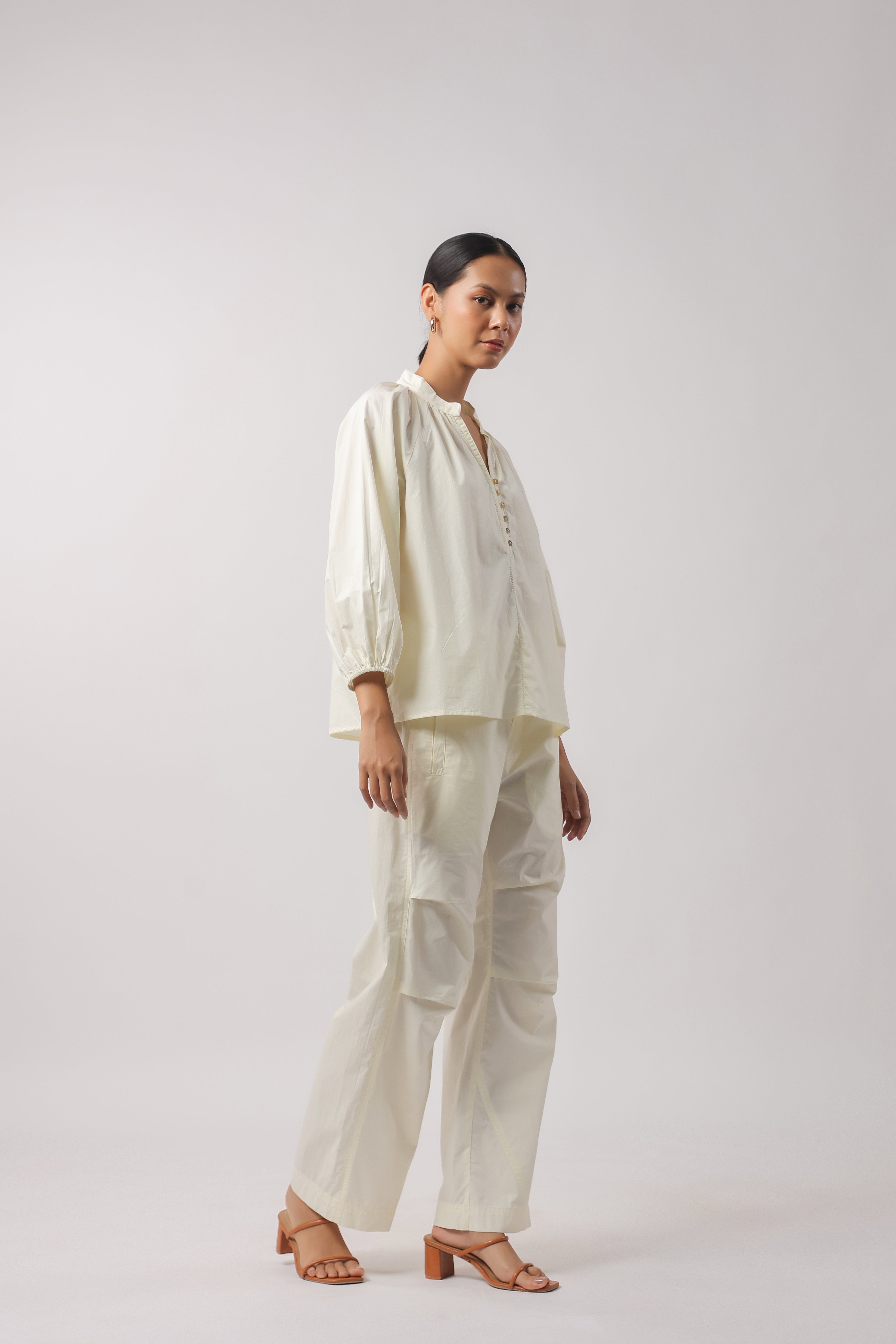 Women’s Beige Cotton Poplin Co-Ord Set