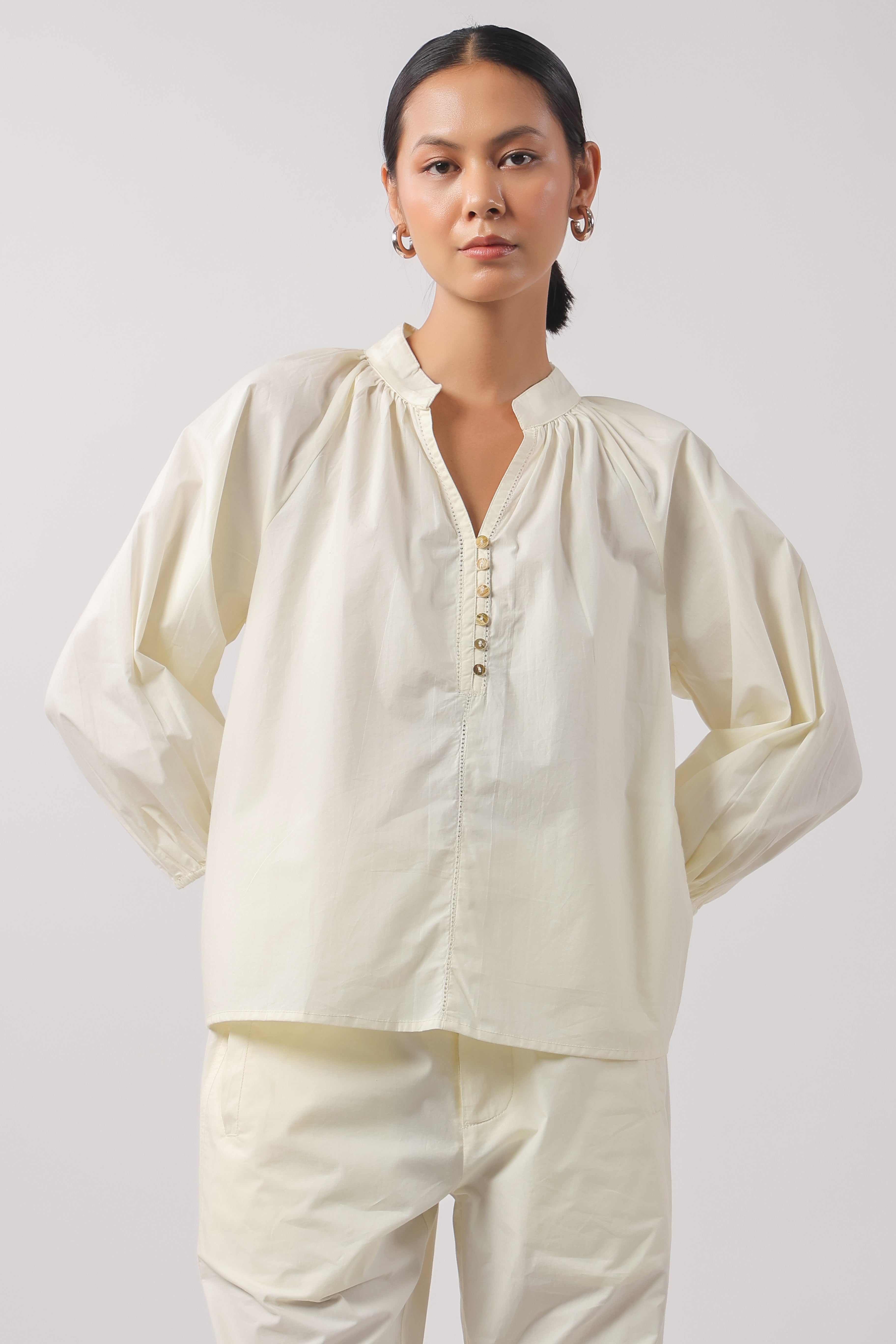 Women’s Beige Cotton Poplin Co-Ord Set