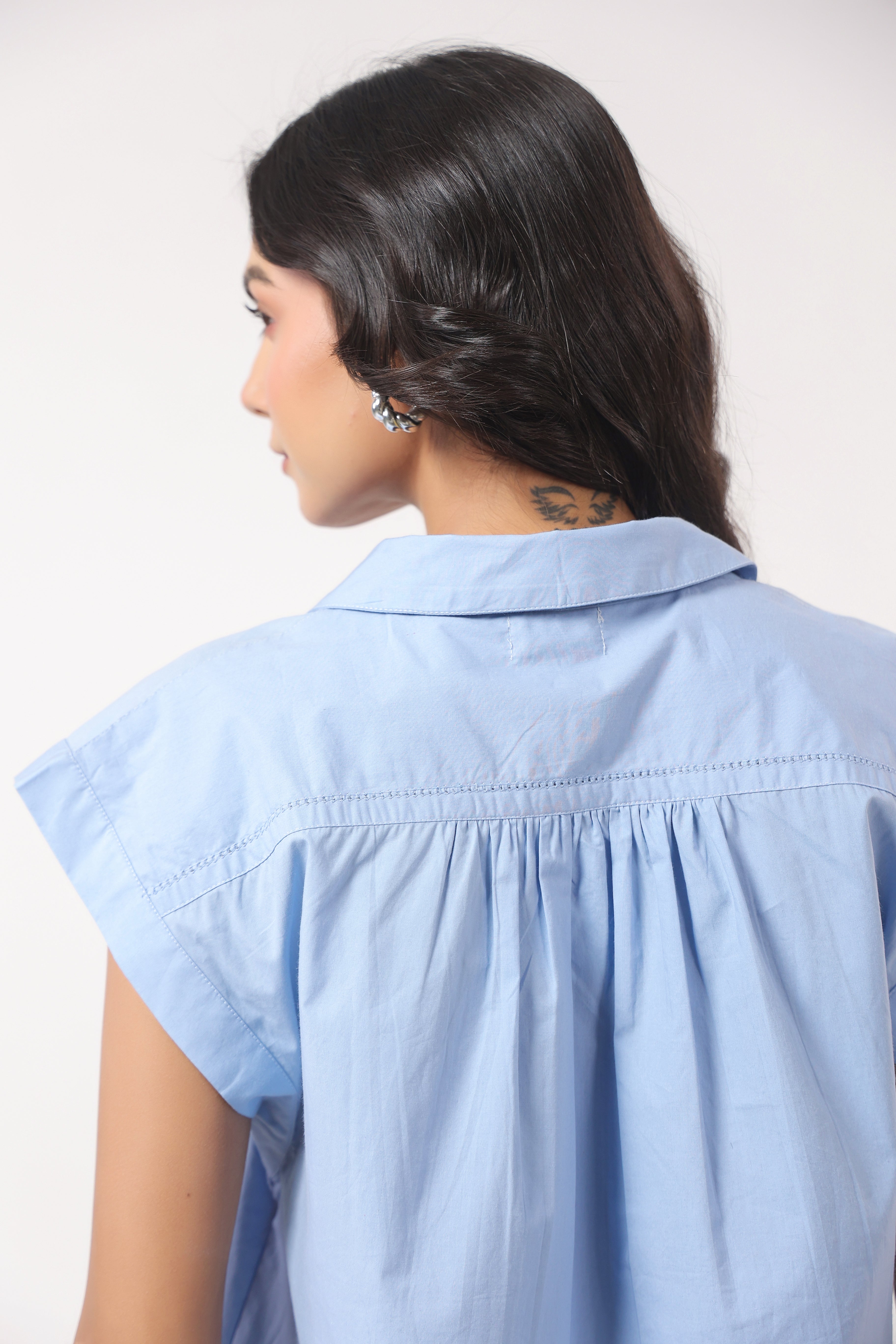 Women's blue cotton tops