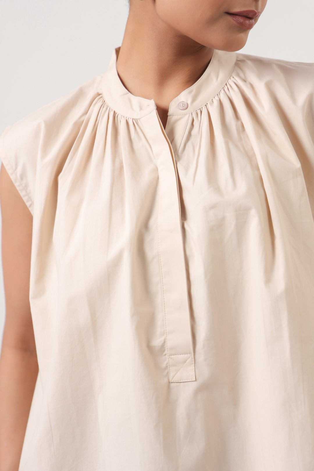 Womens Beige Cotton Top
