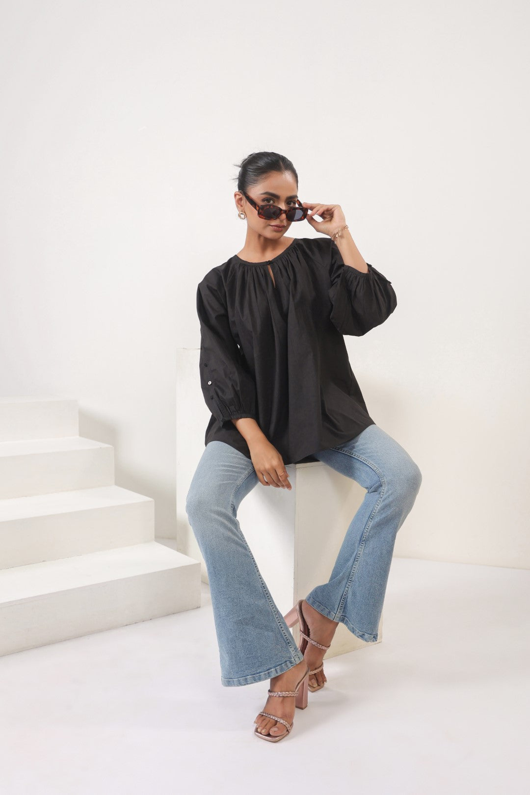 Women’s black cotton tops