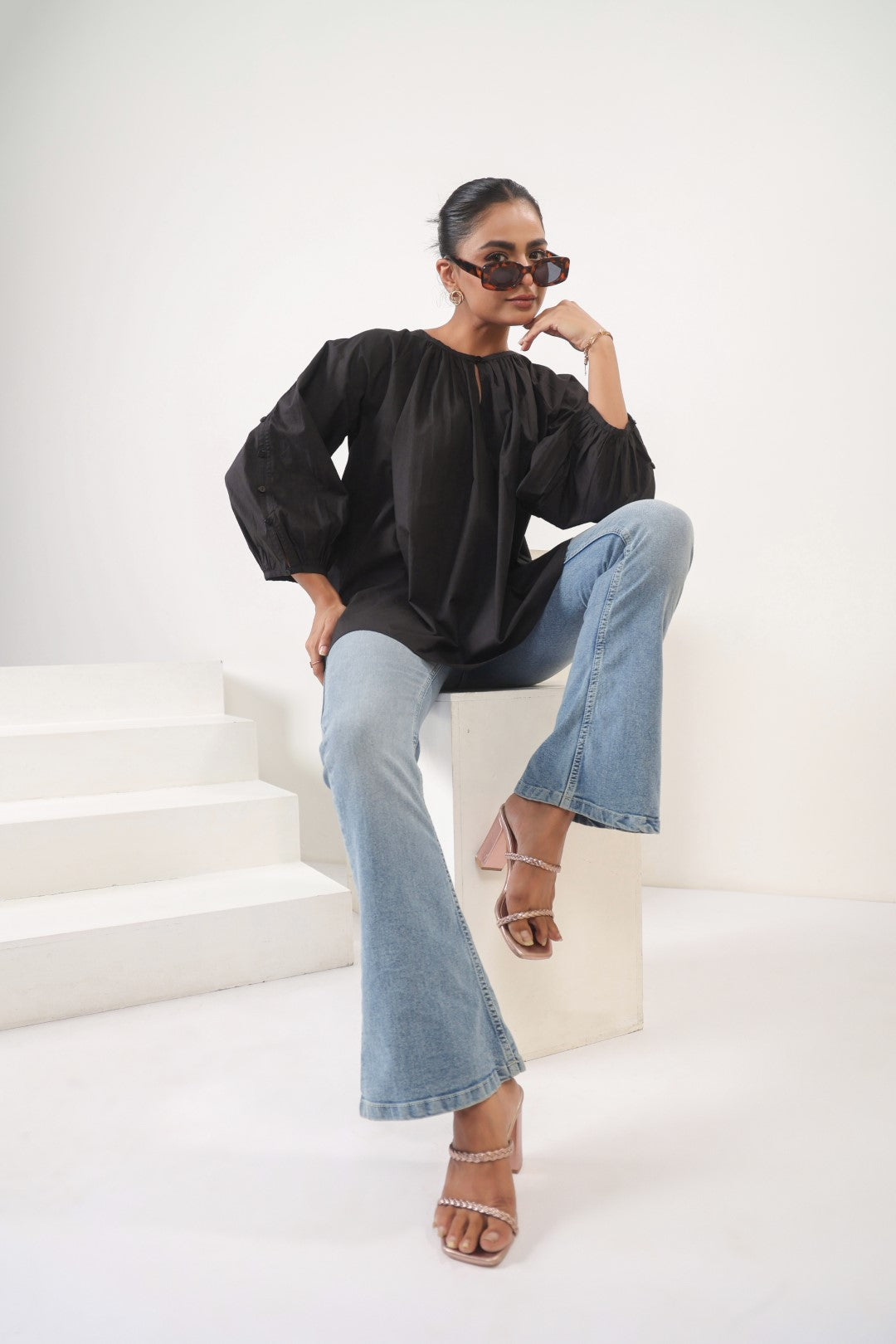 Women’s black cotton tops