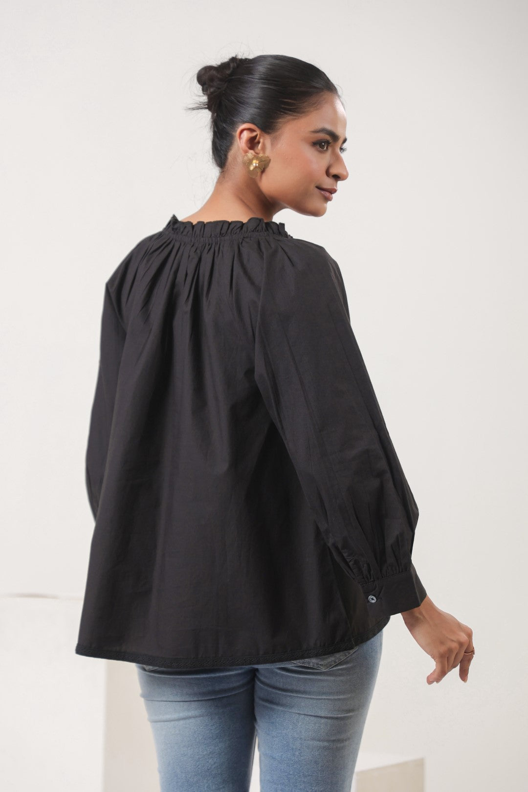 Women’s Cotton Beige Top with Laces