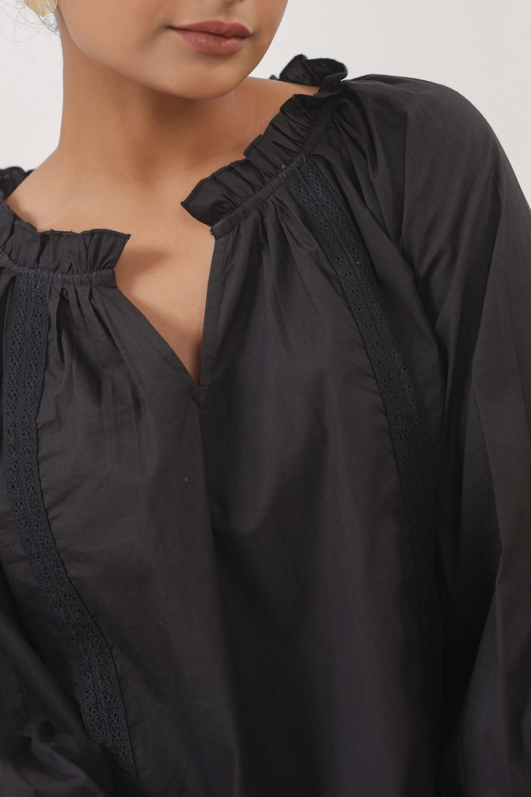 Women’s Cotton Beige Top with Laces