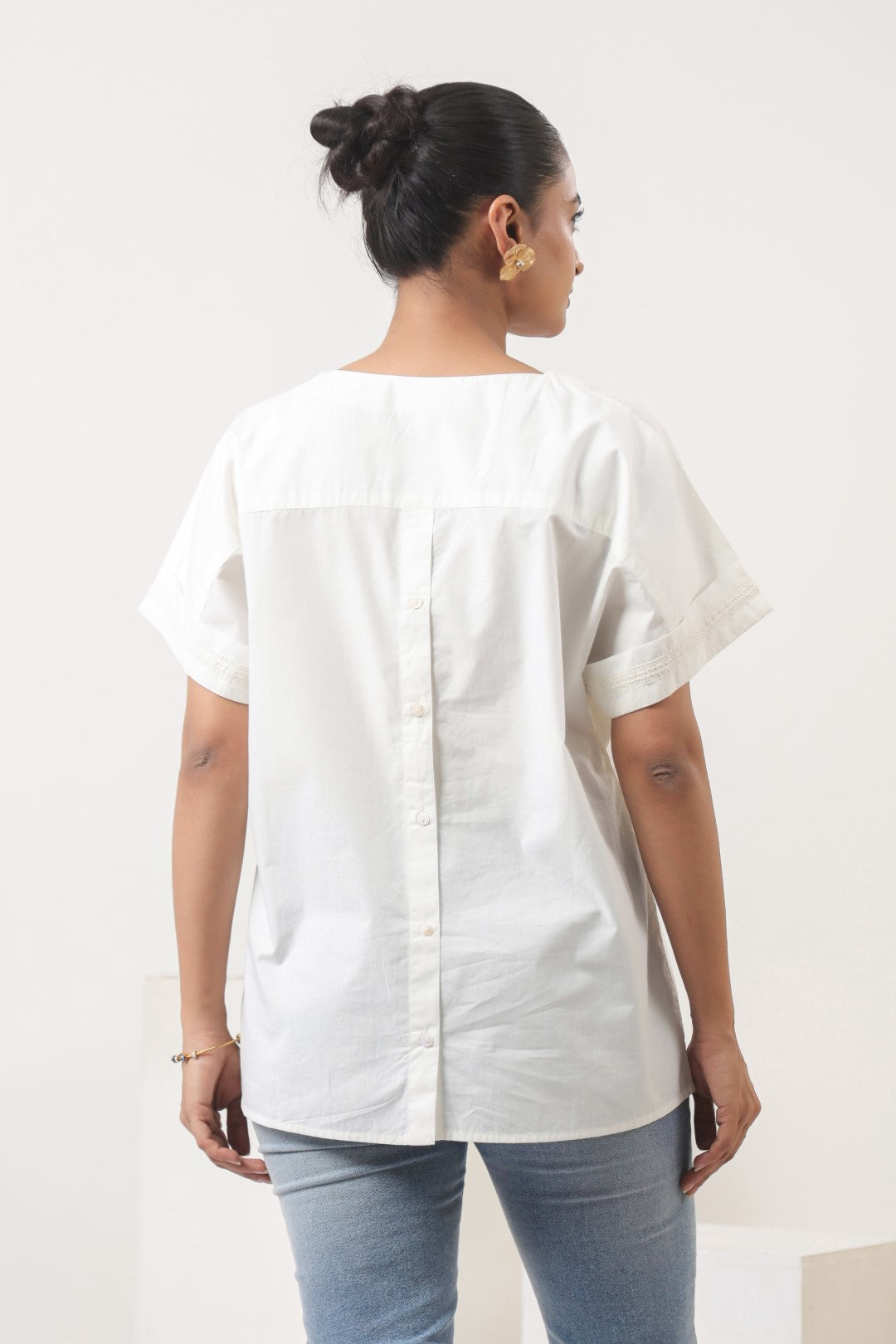 Women’s White Cotton Poplin Top