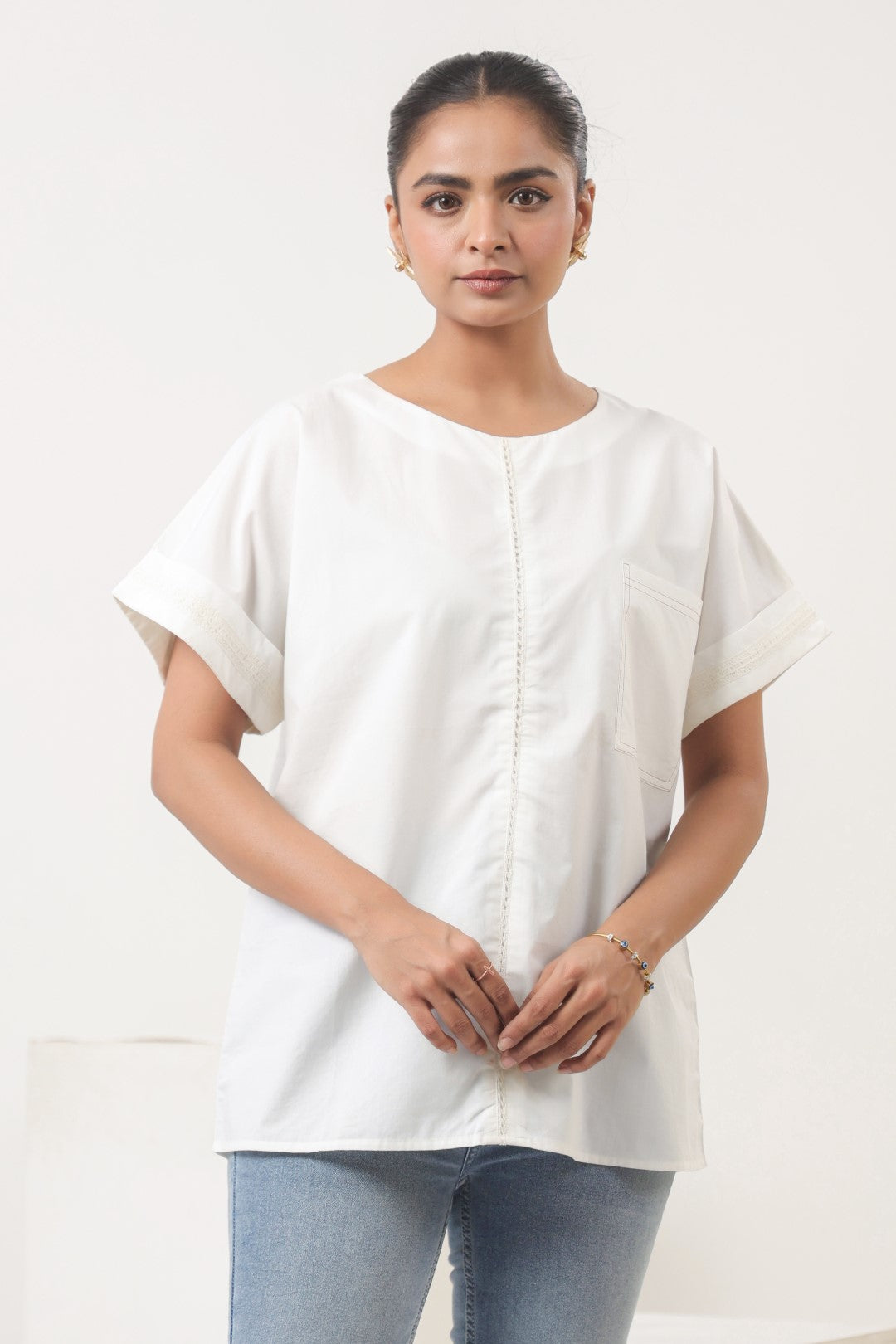 Women’s White Cotton Poplin Top