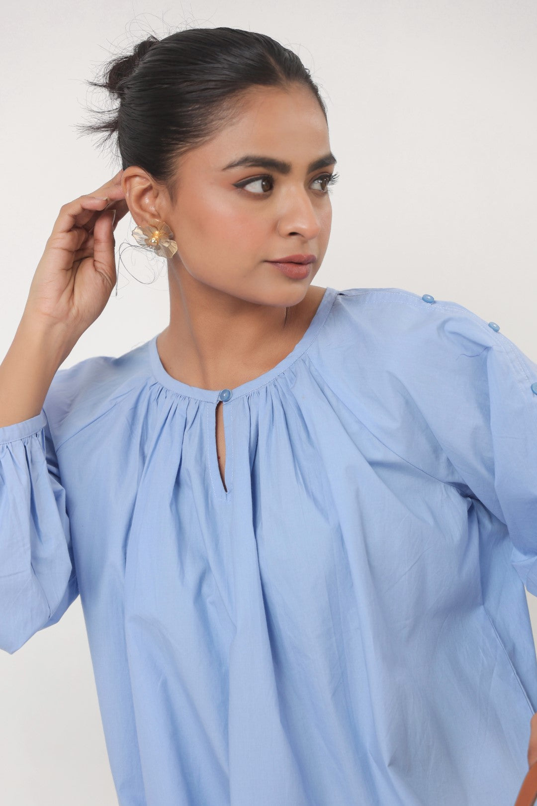 Women's blue cotton tops