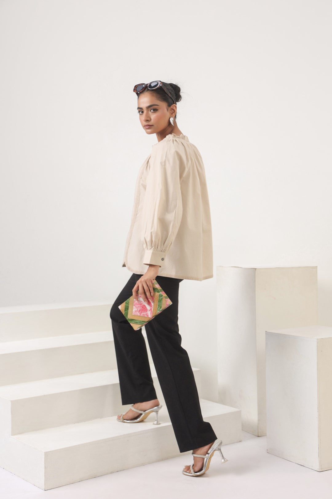 Women Cotton Beige Top With laces