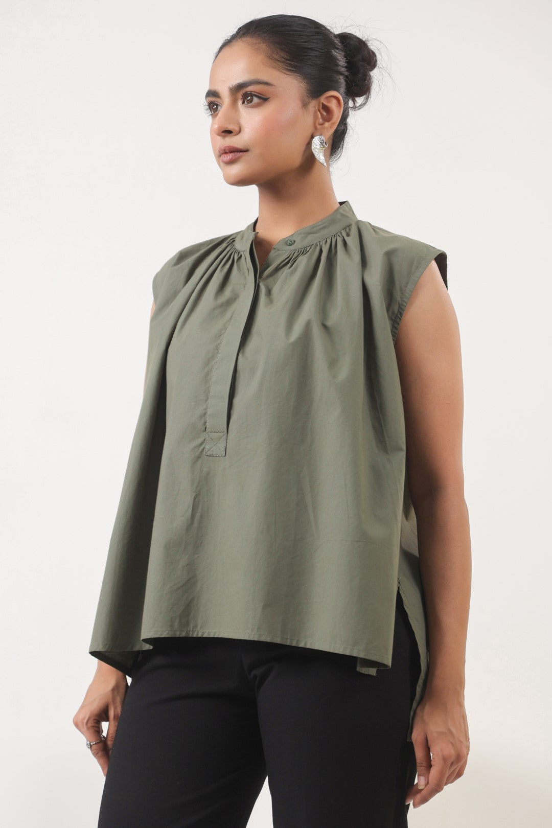 Women’s Green Cotton Poplin Top
